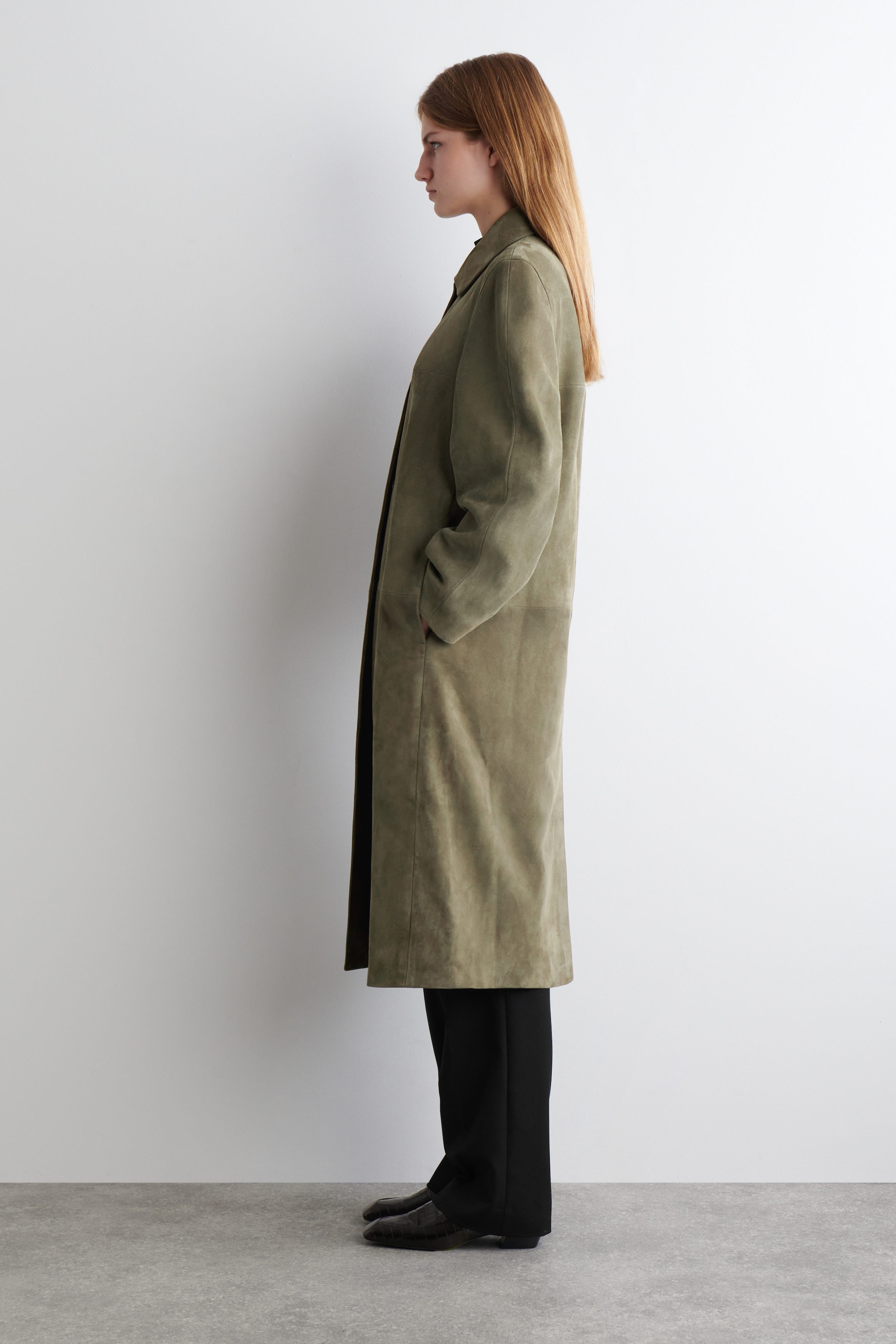 COLLARED SUEDE COAT