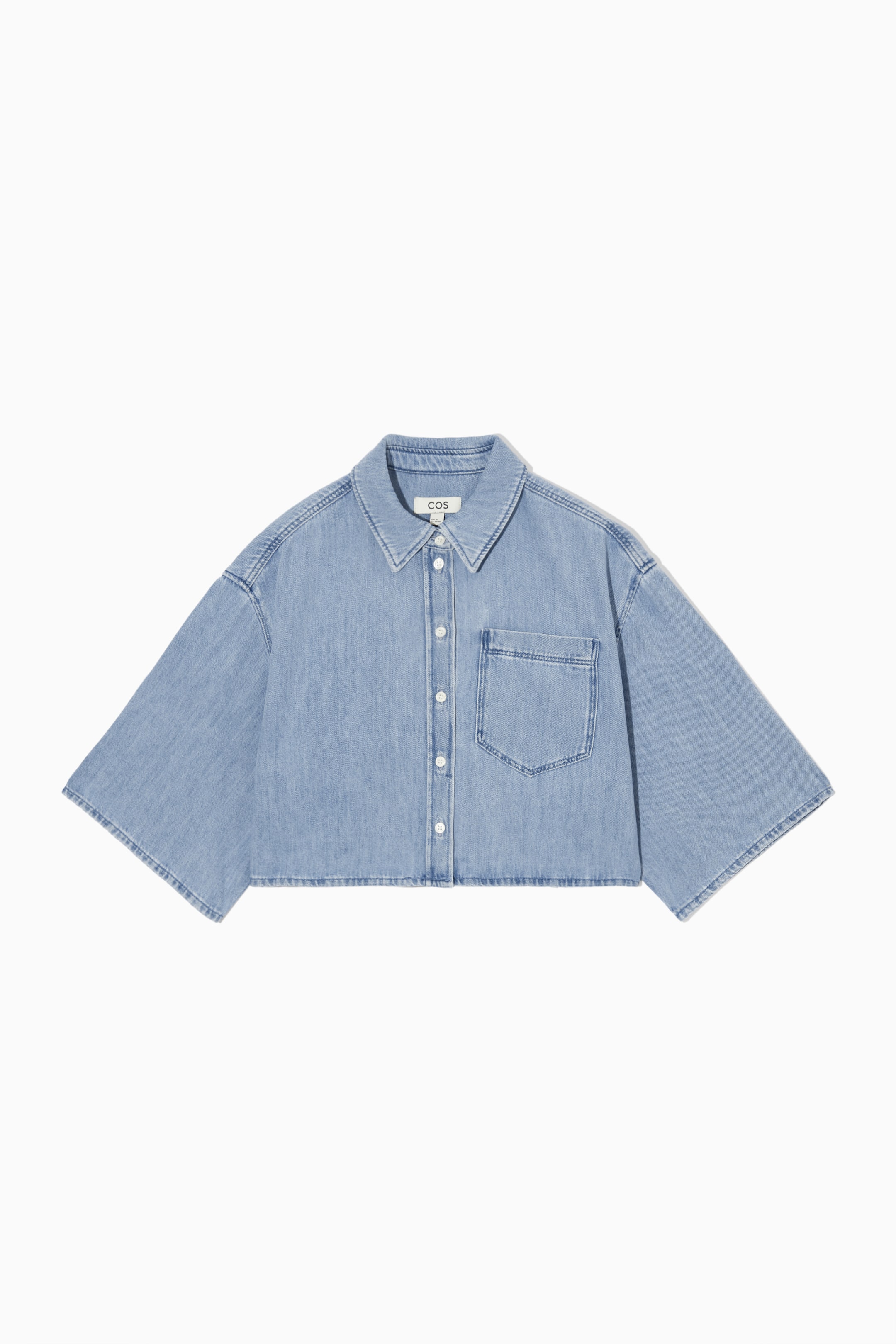 Näytä suurempi kuva: CROPPED DENIM SHIRT - LIGHT BLUE - NAISET | H&M FI 1