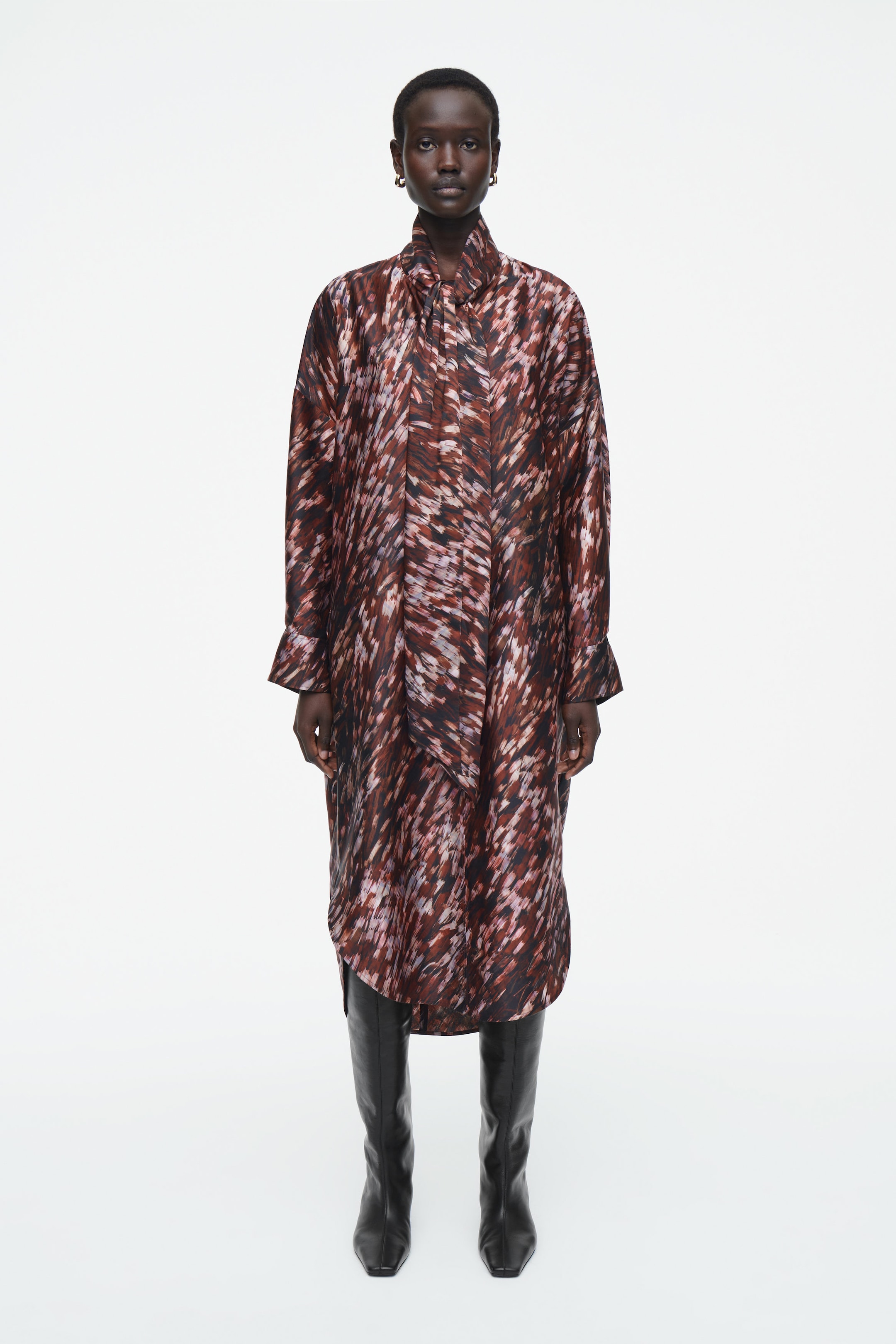 Vestido Midí De Camisa COS Estampado Inspiración Años 70