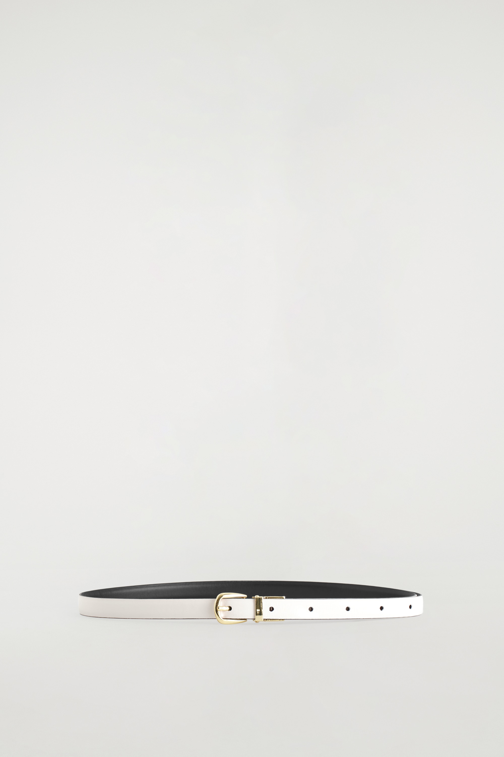 CINTURA SOTTILE DOUBLE FACE IN PELLE - BIANCO / MARRONE