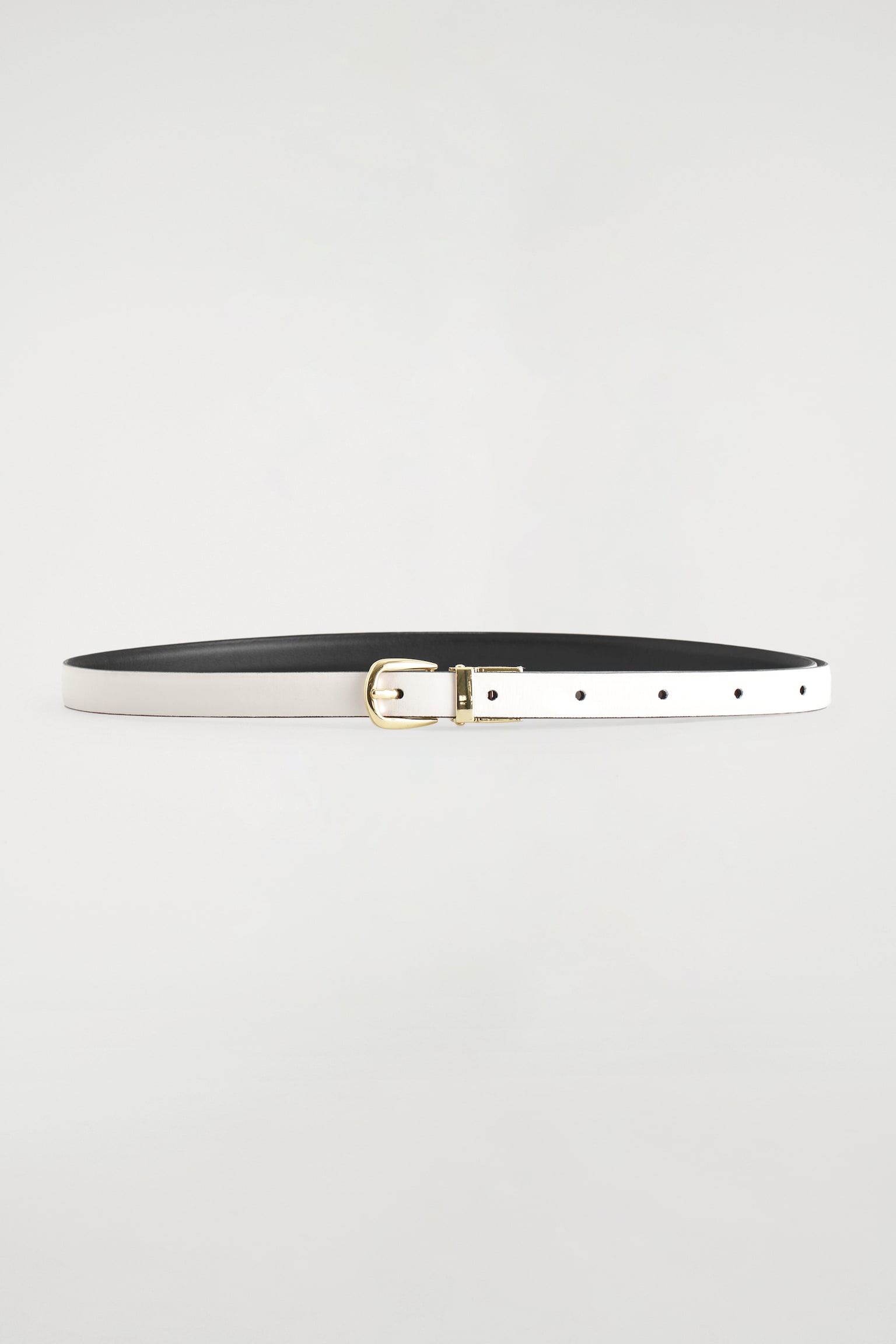 REVERSIBLE SLIM LEATHER BELT - WHITE / BROWN - 2