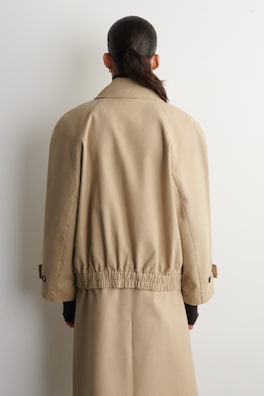 ROUNDED COTTON BLOUSON JACKET — BEIGE 4