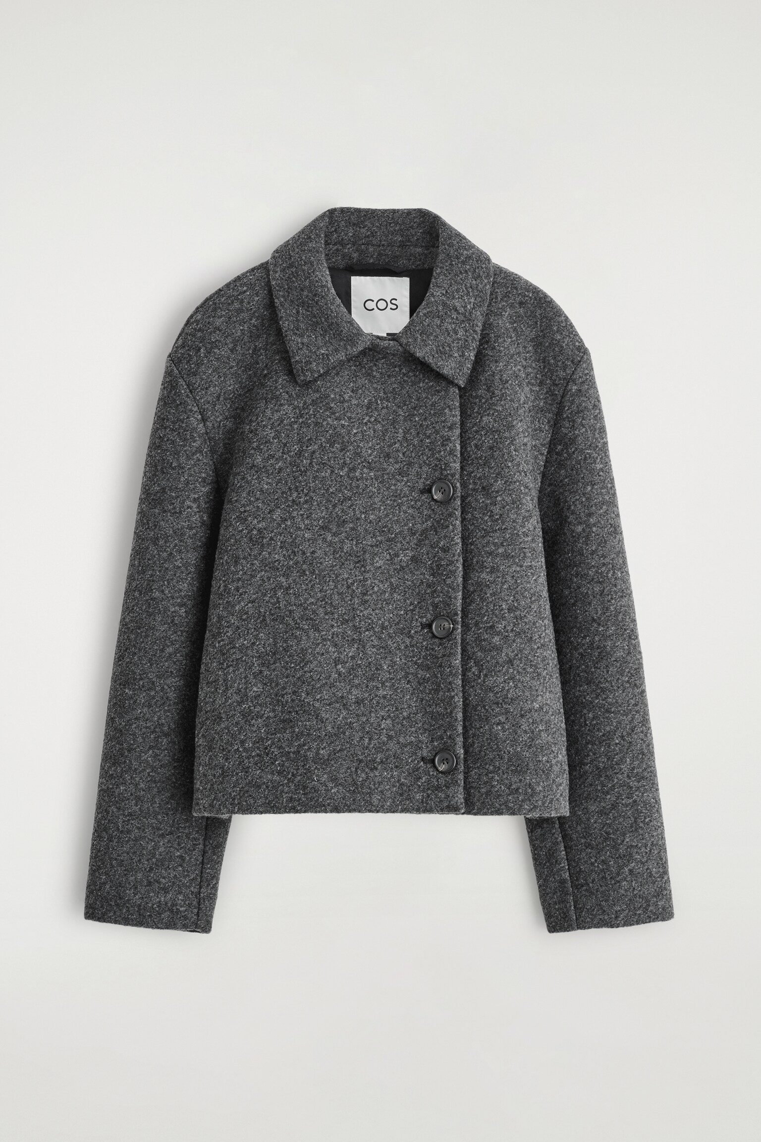 KURZJACKE AUS GEKOCHTEM WOLL-MIX - DUNKELGRAU MELIERT - 2