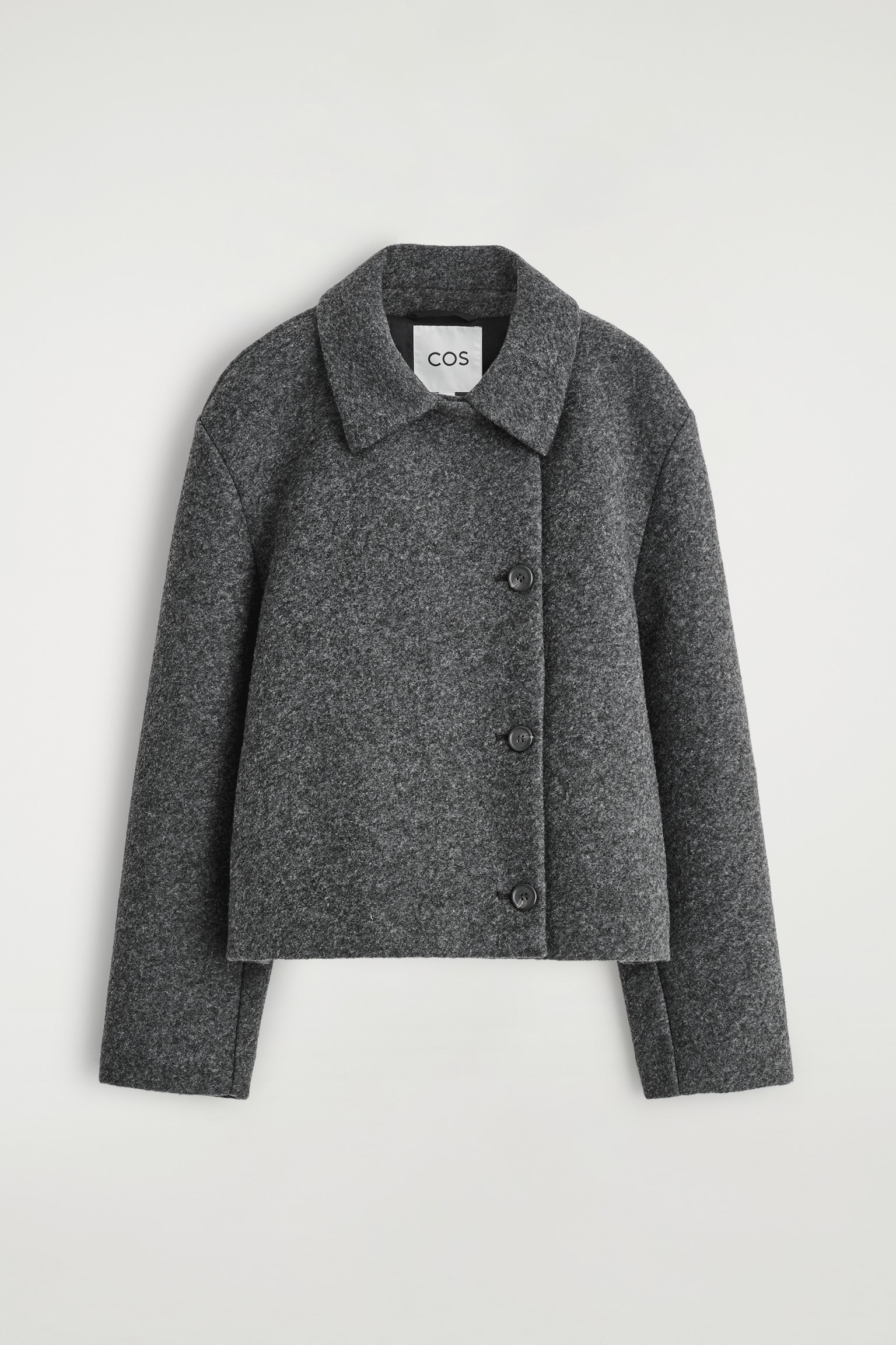 VESTE EN LAINE BOUILLIE MÉLANGÉE - GRIS FONCÉ CHINÉ/BEIGE CHINÉ - 2