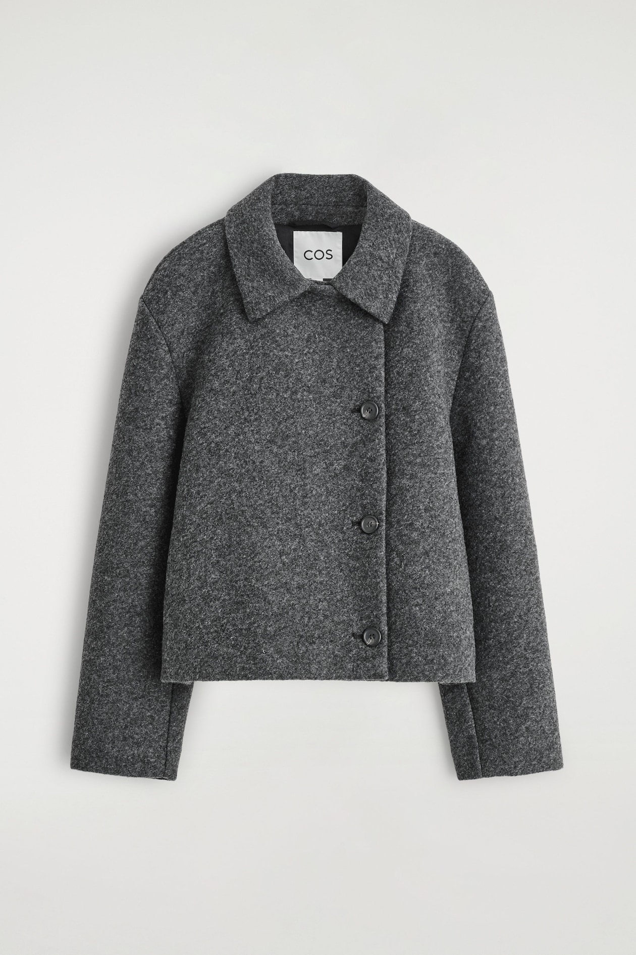 BOILED WOOL-BLEND SHORT JACKET — DARK-GREY MÉLANGE