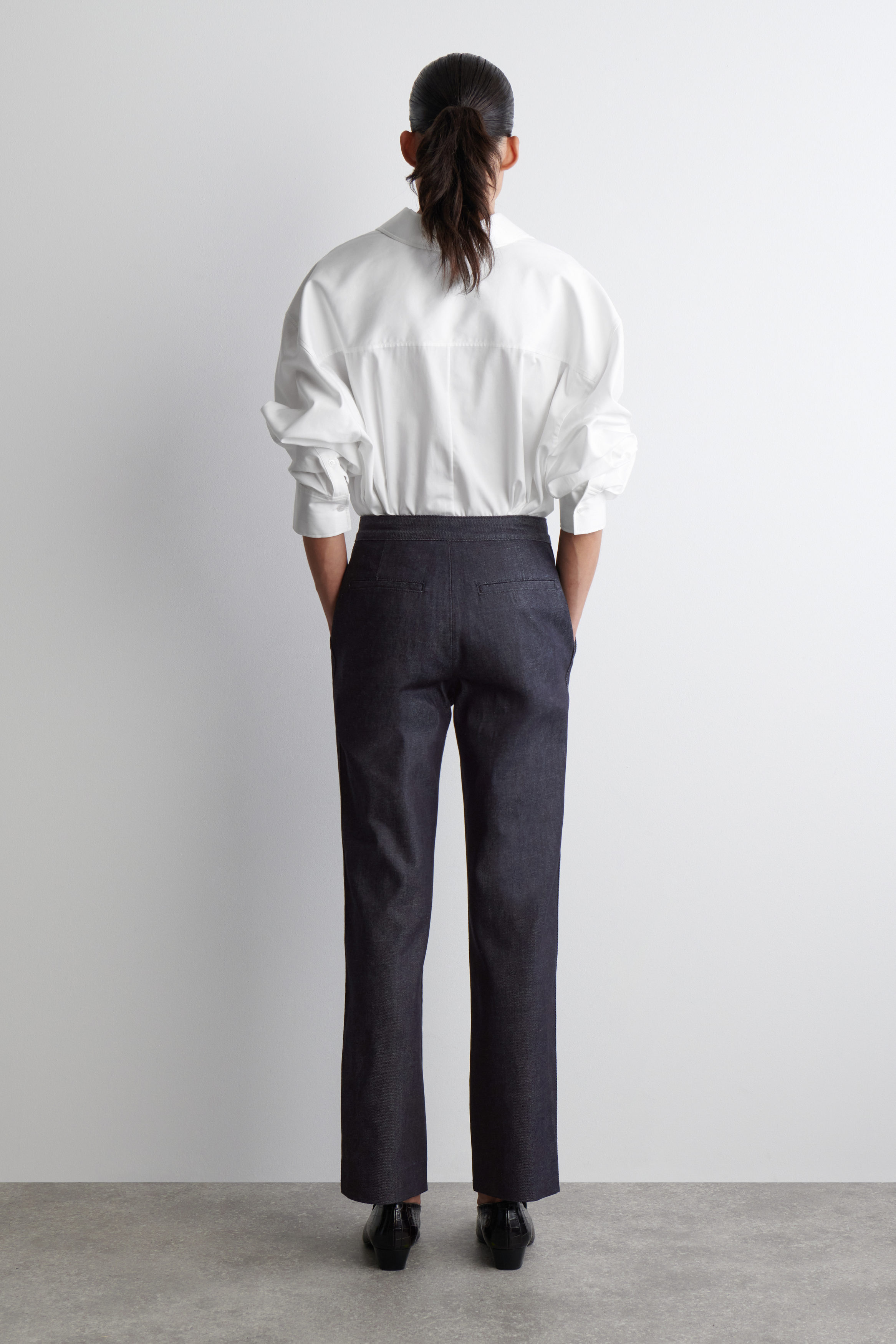 STRAIGHT-LEG DENIM TROUSERS - DARK BLUE | COS
