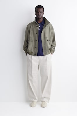 RELAXED COTTON-LINEN POLO SHIRT — NAVY 2
