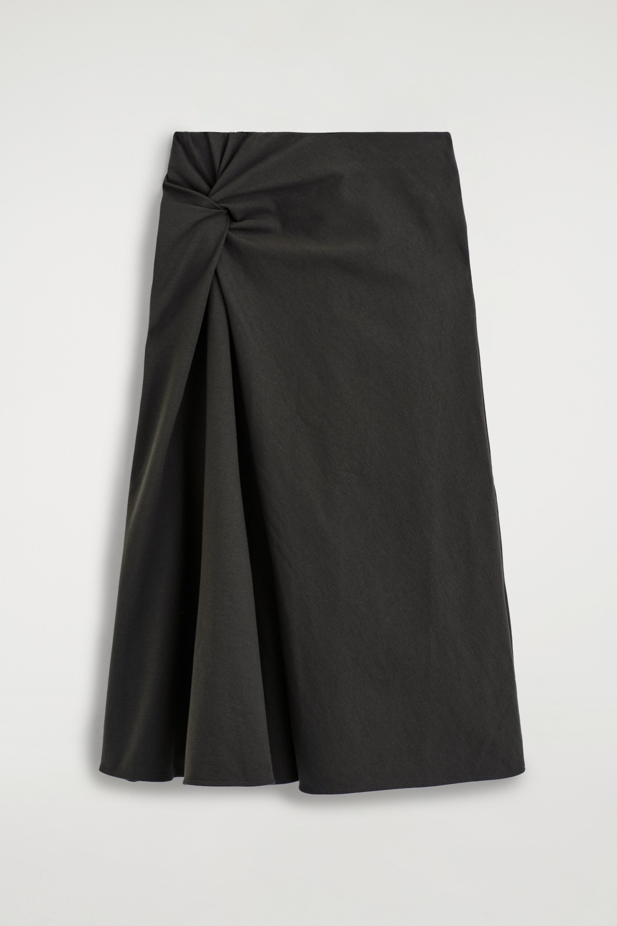 TWIST-DETAIL JERSEY MIDI SKIRT — DARK GREEN