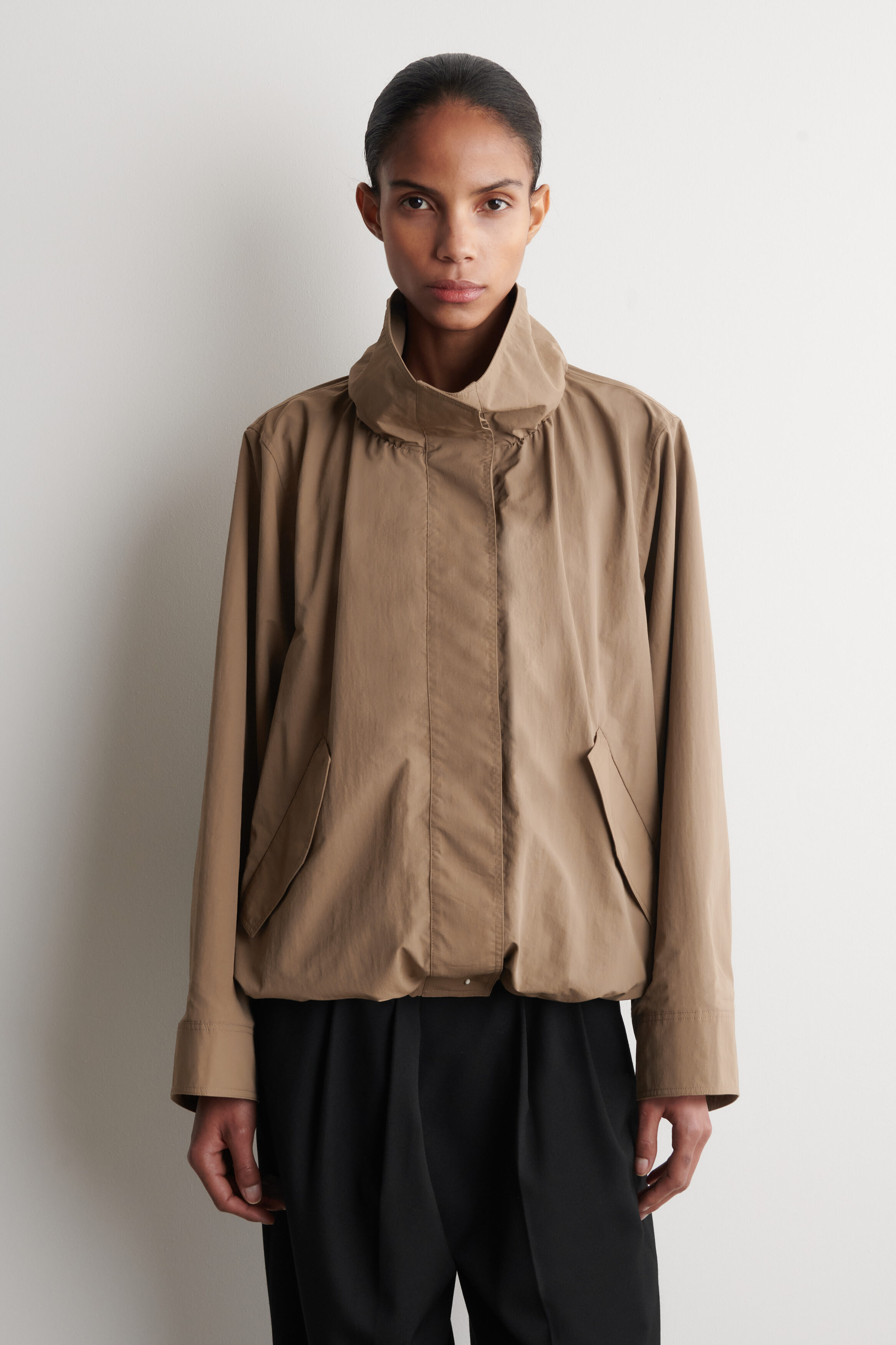 NYLON mock-NECK JACKET - BEIGE | COS US