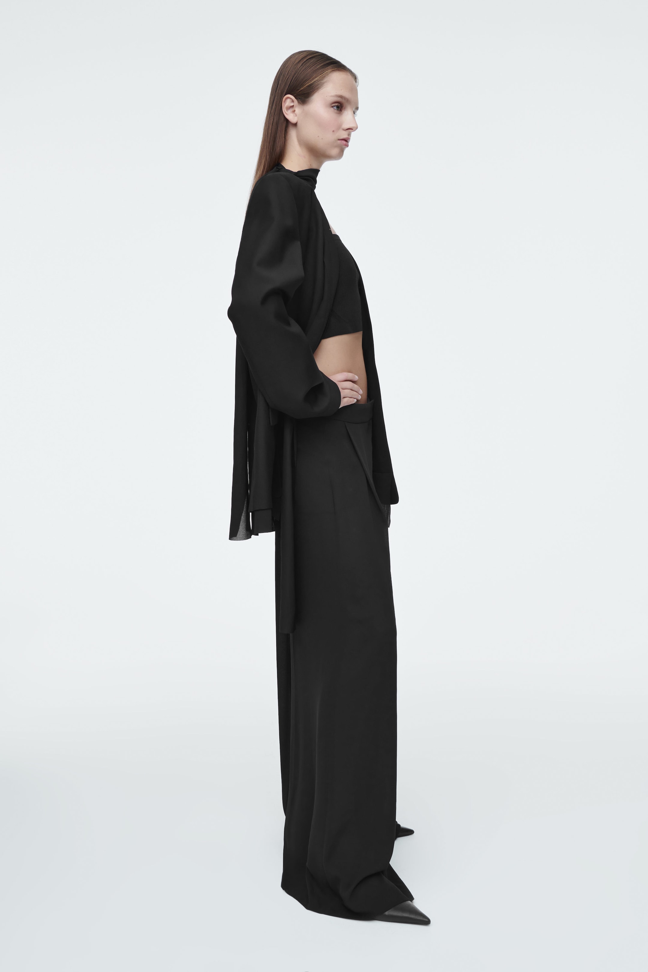 REGULAR TAILORED SHEER WIDE-LEG PANTS