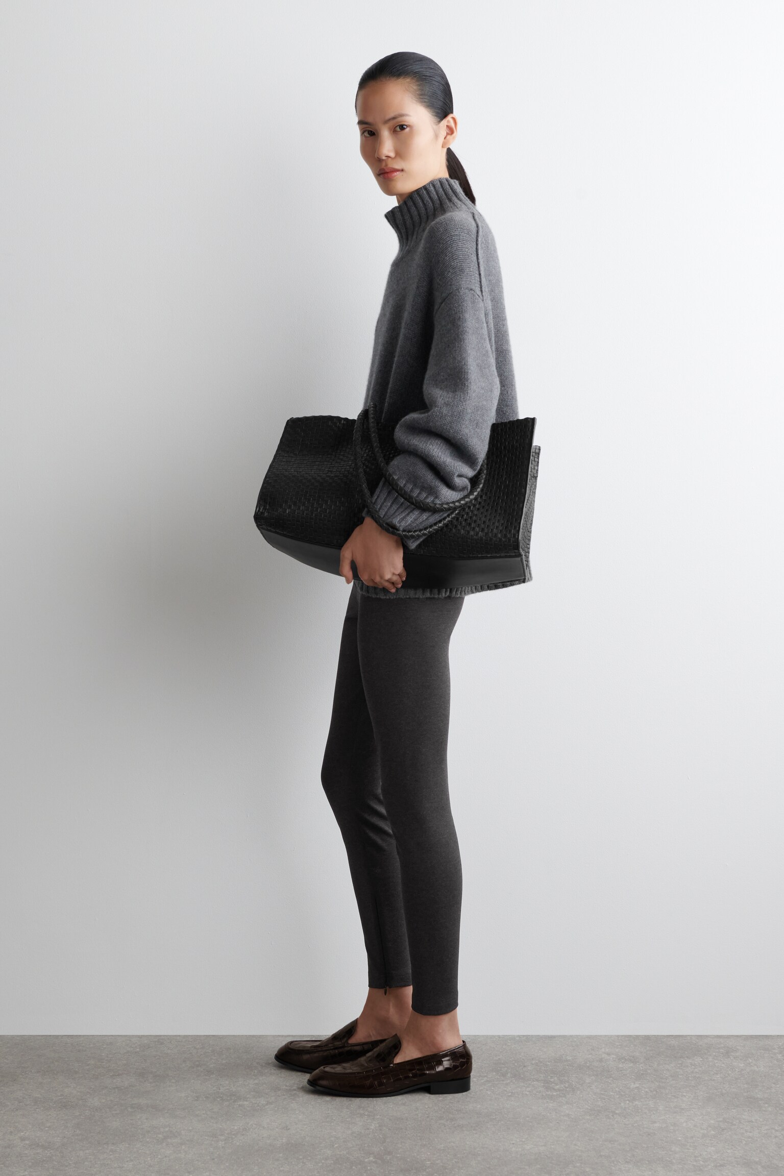 LEGGINGS CON CREMALLERA EN LOS TOBILLOS - GRIS OSCURO JASPEADO/NEGRO - 6