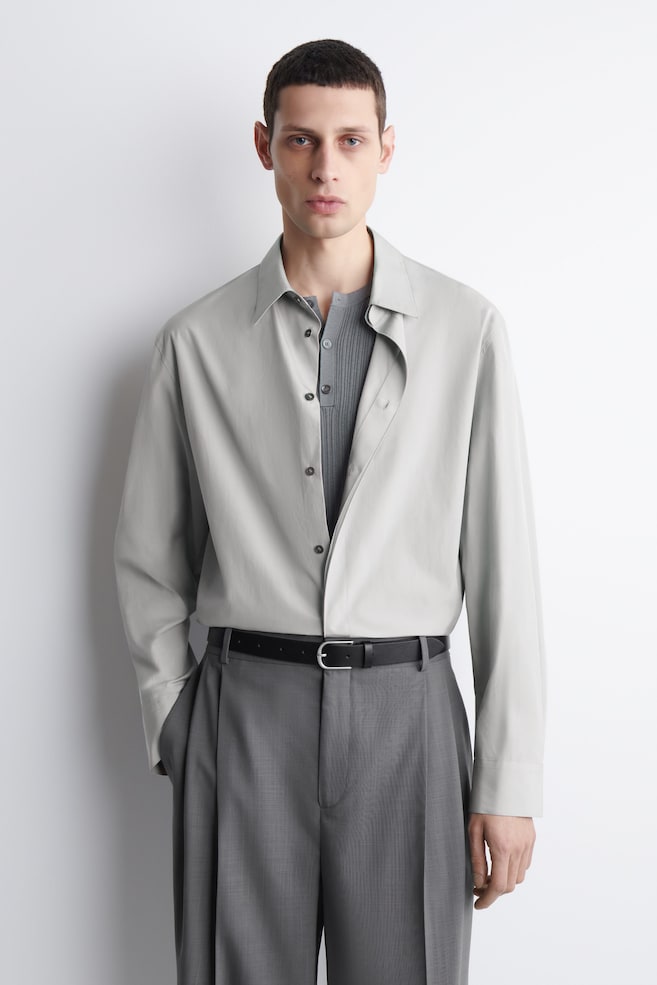 TAILORED COTTON SHIRT — DOVE GREY