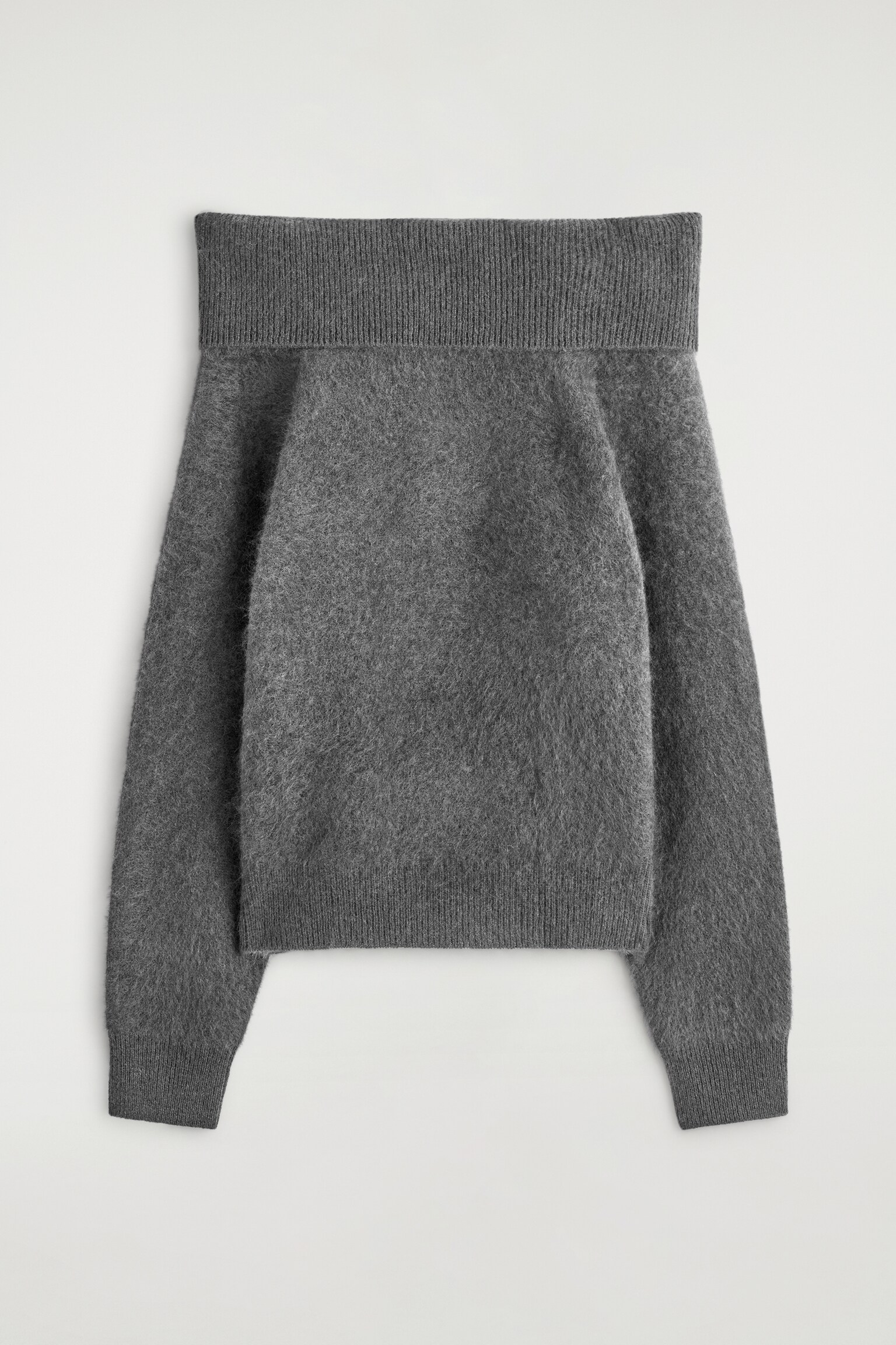 OFF-THE-SHOULDER MERINO WOOL JUMPER - GREY - 2