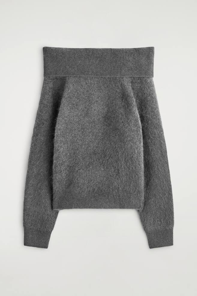 OFF-THE-SHOULDER MERINO WOOL JUMPER - GREY - 1