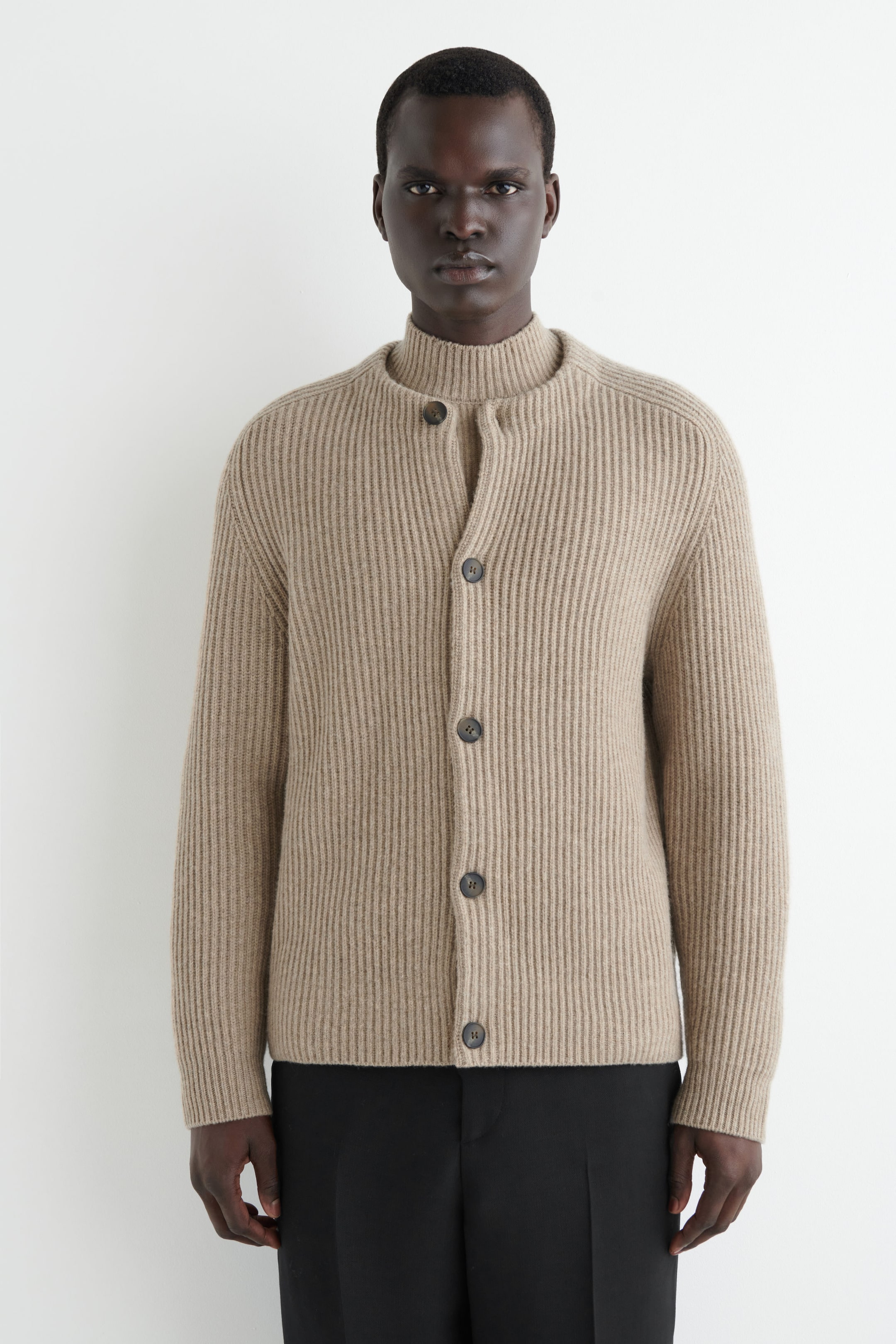 CARDIGAN GIROCOLLO IN LANA A COSTE