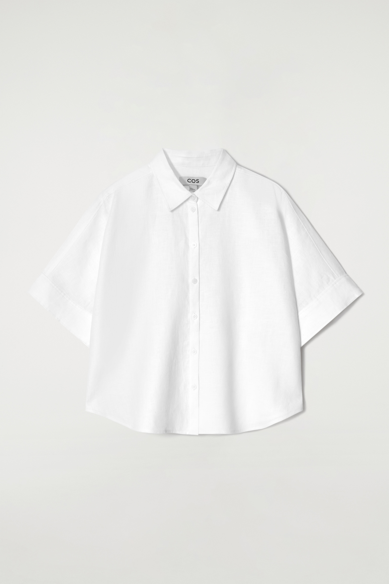 BOXY SHORT-SLEEVED LINEN SHIRT - WHITE/NAVY/BUTTER YELLOW/GREEN - 2