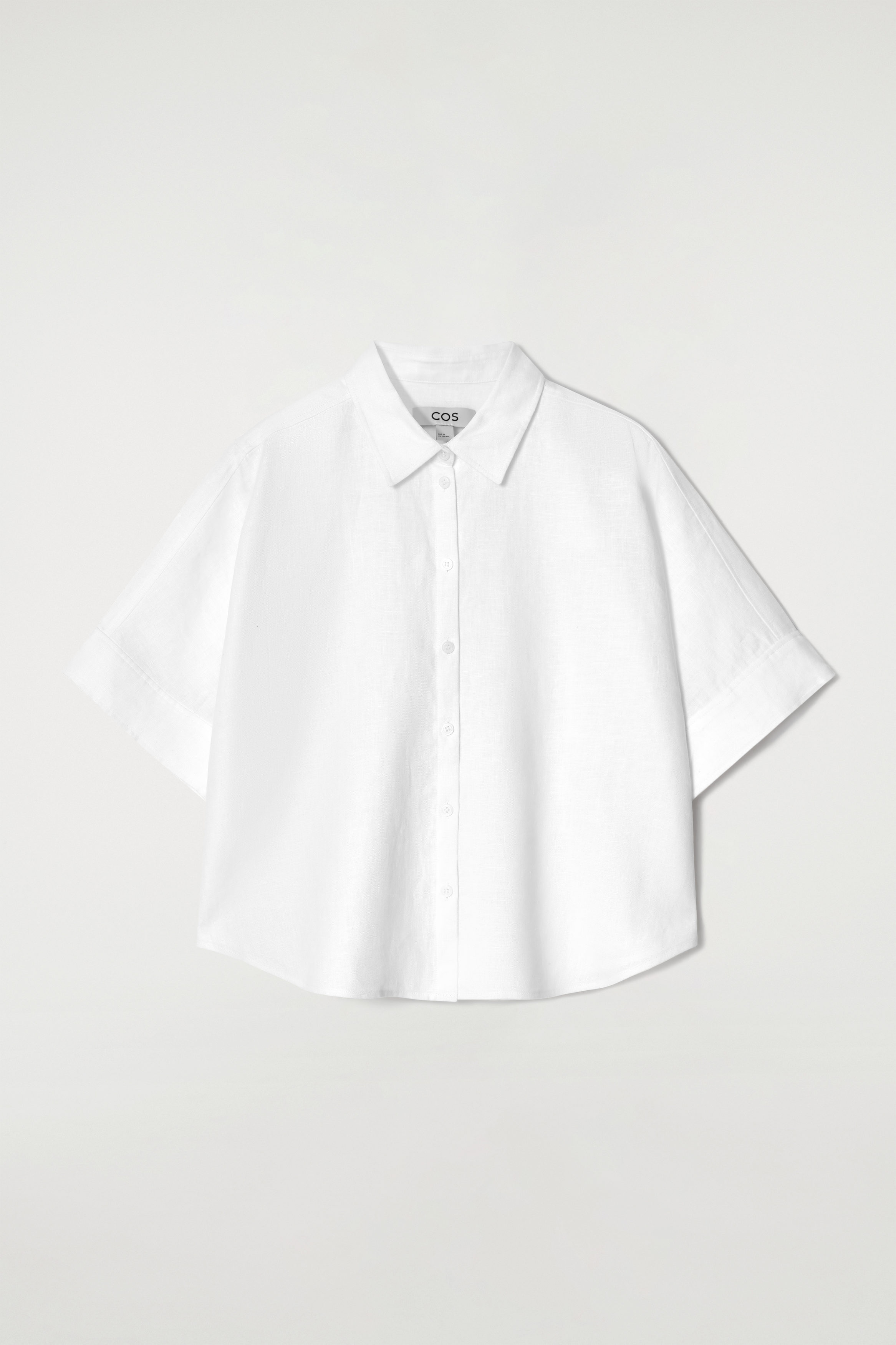 BOXY SHORT-SLEEVED LINEN SHIRT - WHITE | COS