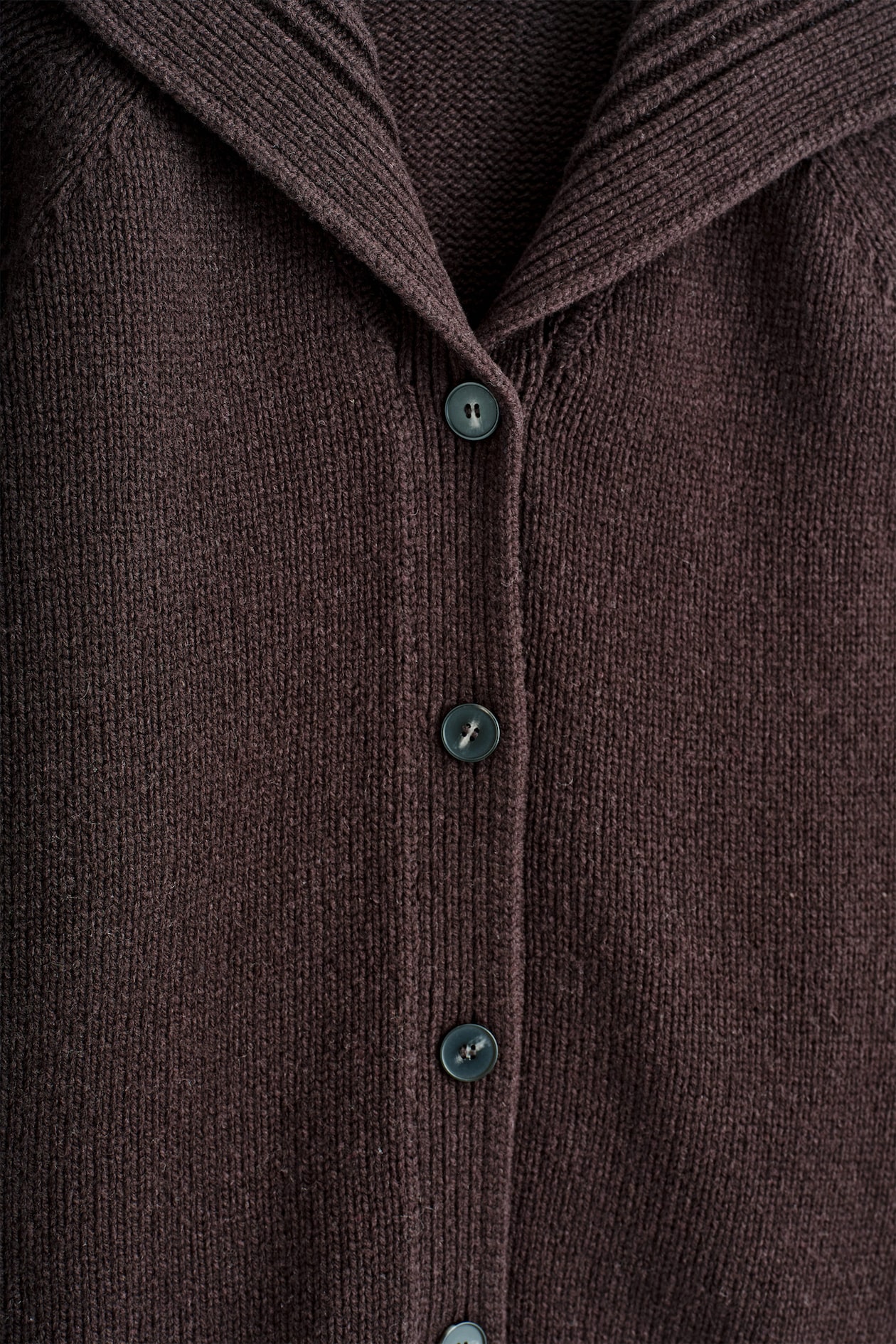 SAILOR-COLLAR WOOL CARDIGAN — DARK BROWN