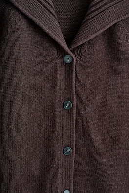 SAILOR-COLLAR WOOL CARDIGAN — DARK BROWN 1