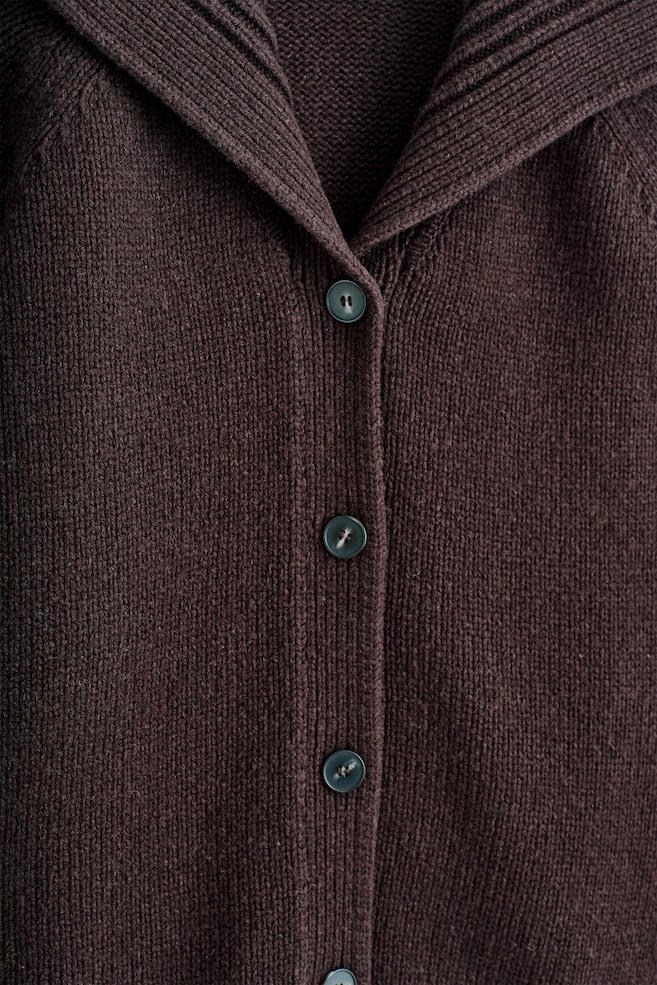 SAILOR-COLLAR WOOL CARDIGAN — DARK BROWN