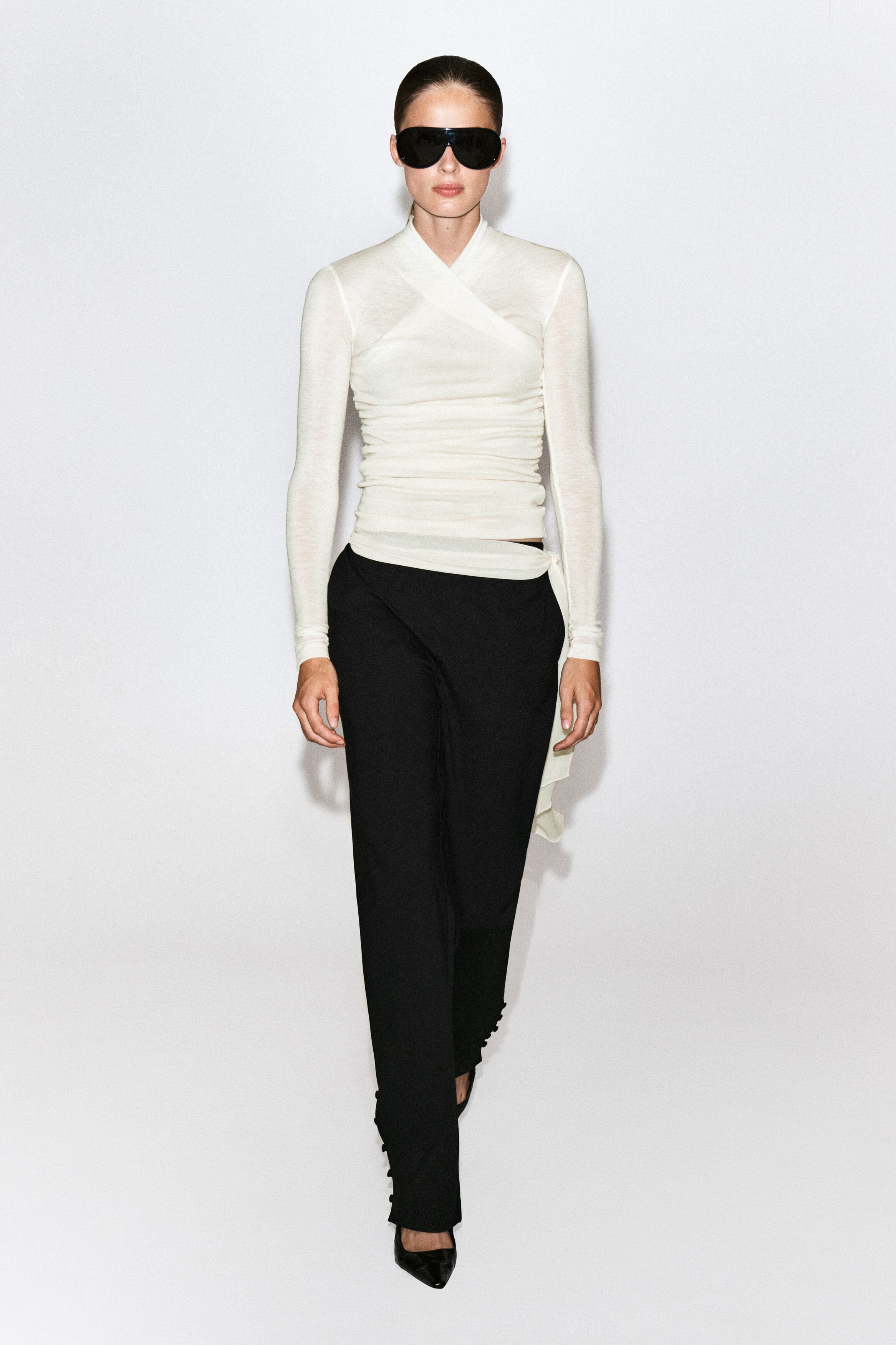 WRAP-OVER MERINO WOOL TOP thumbnail 3
