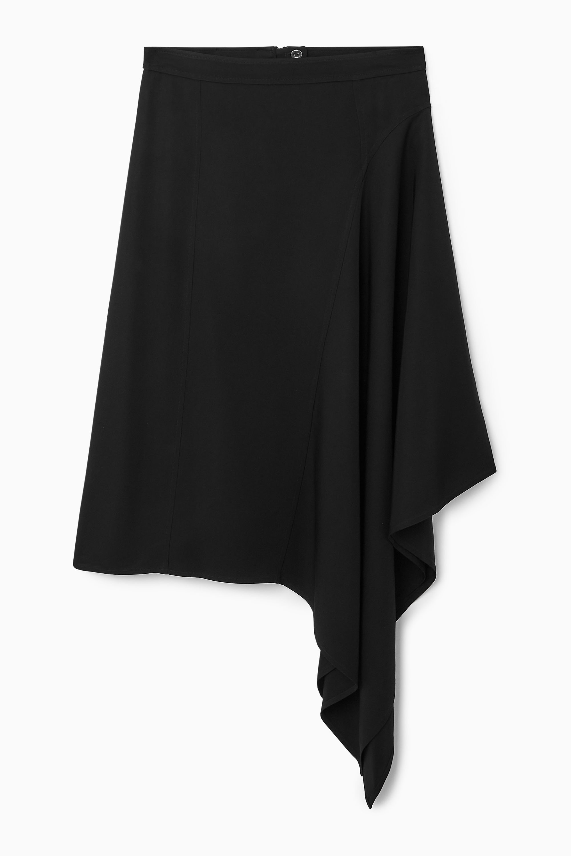 DRAPED ASYMMETRIC MIDI SKIRT - BLACK | COS