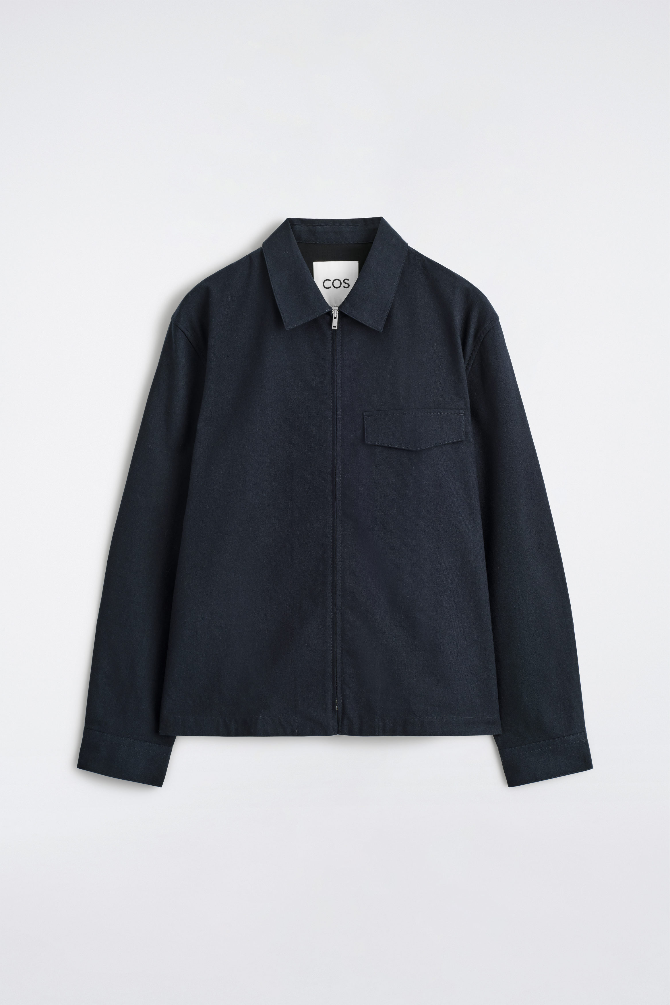COS シャツ COTTON ZIPPED OVERSHIRT - NAVY | COS US