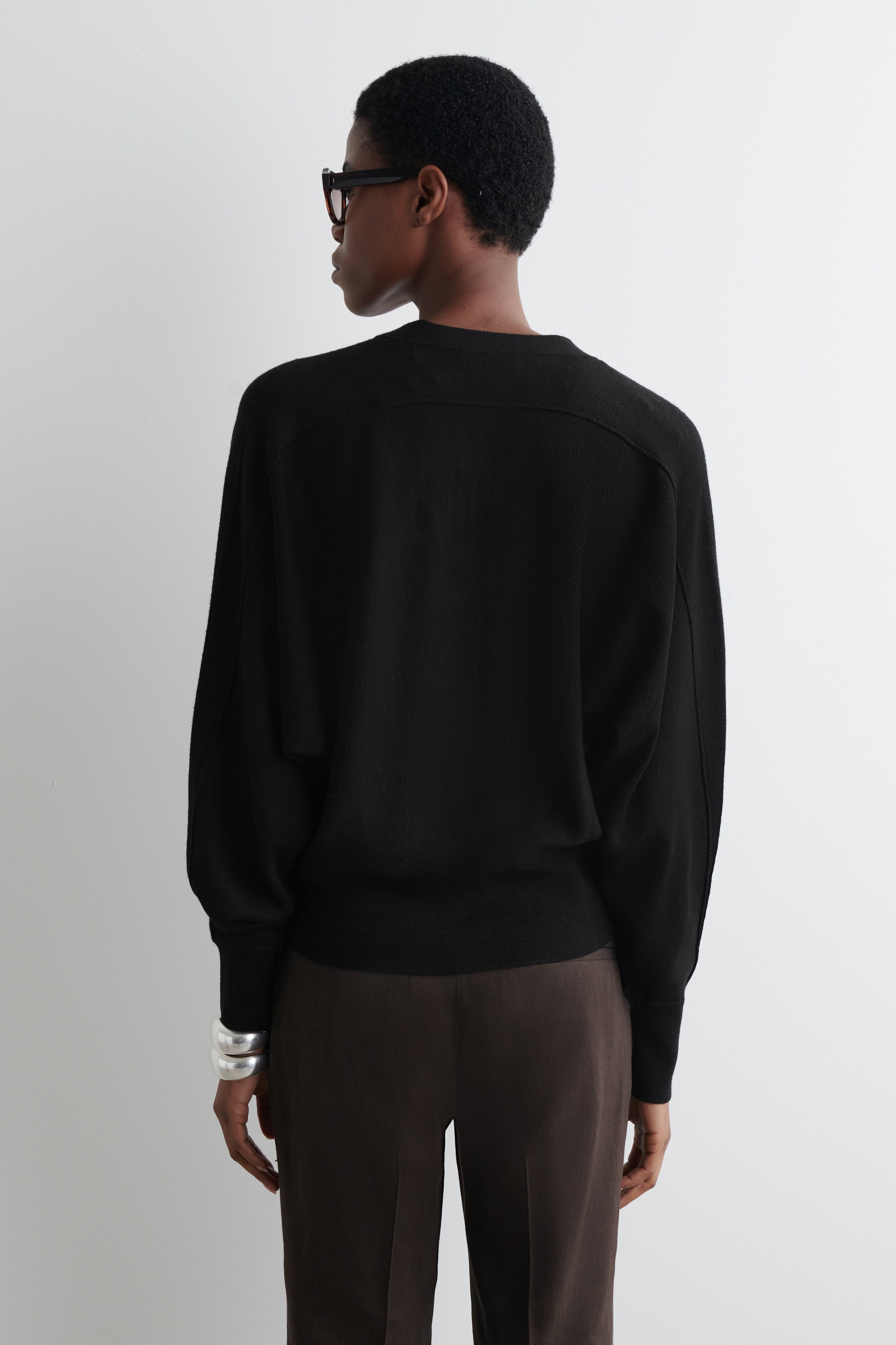 View larger image: BATWING-SLEEVE MERINO WOOL CARDIGAN - BLACK - Ladies | H&M GB 5