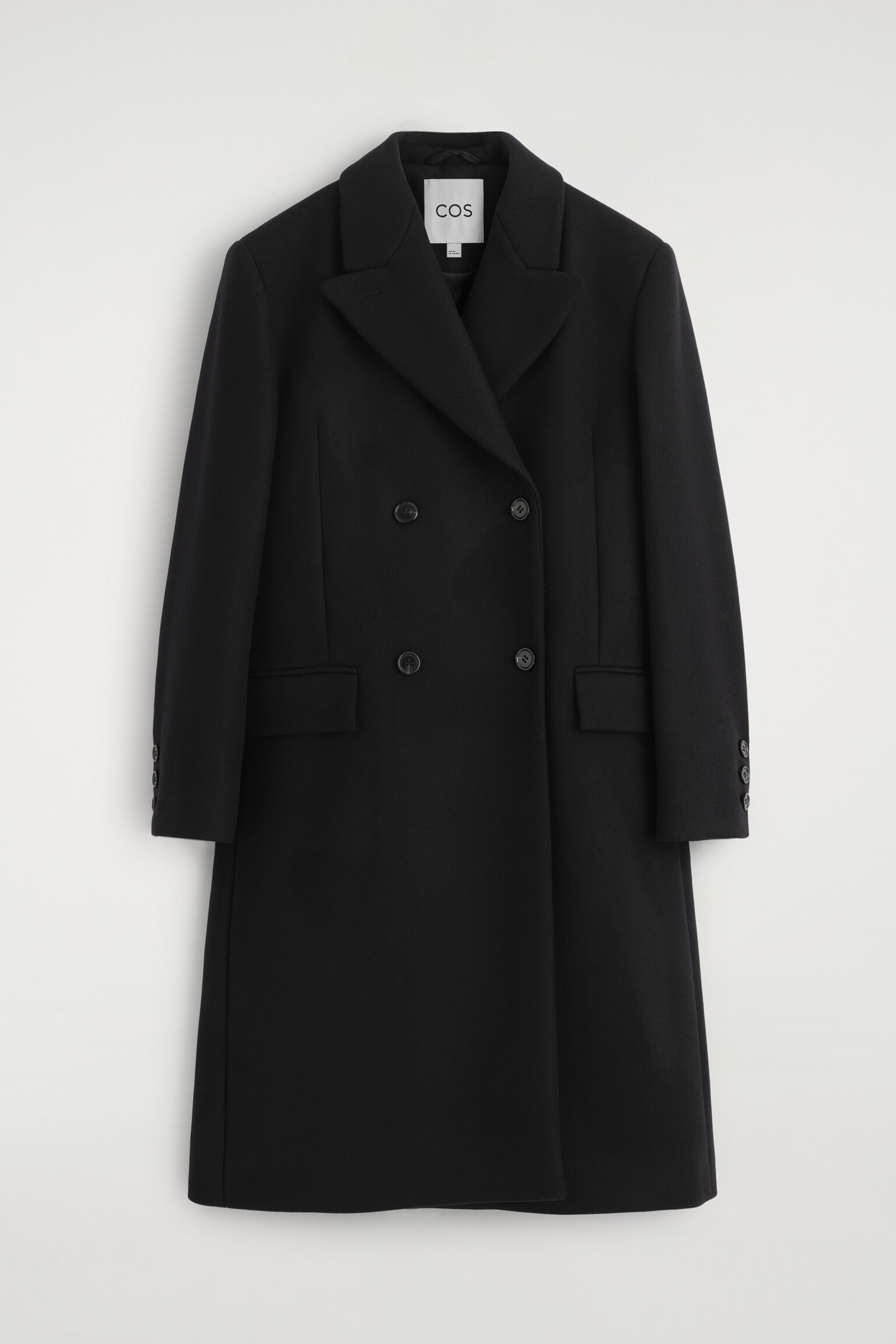 TAILORED DOUBLE-BREASTED WOOL COAT - BLACK - 2