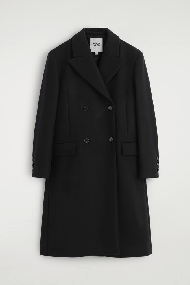 LANGER DOPPELREIHIGER CAR COAT AUS WOLLE - SCHWARZ - 1