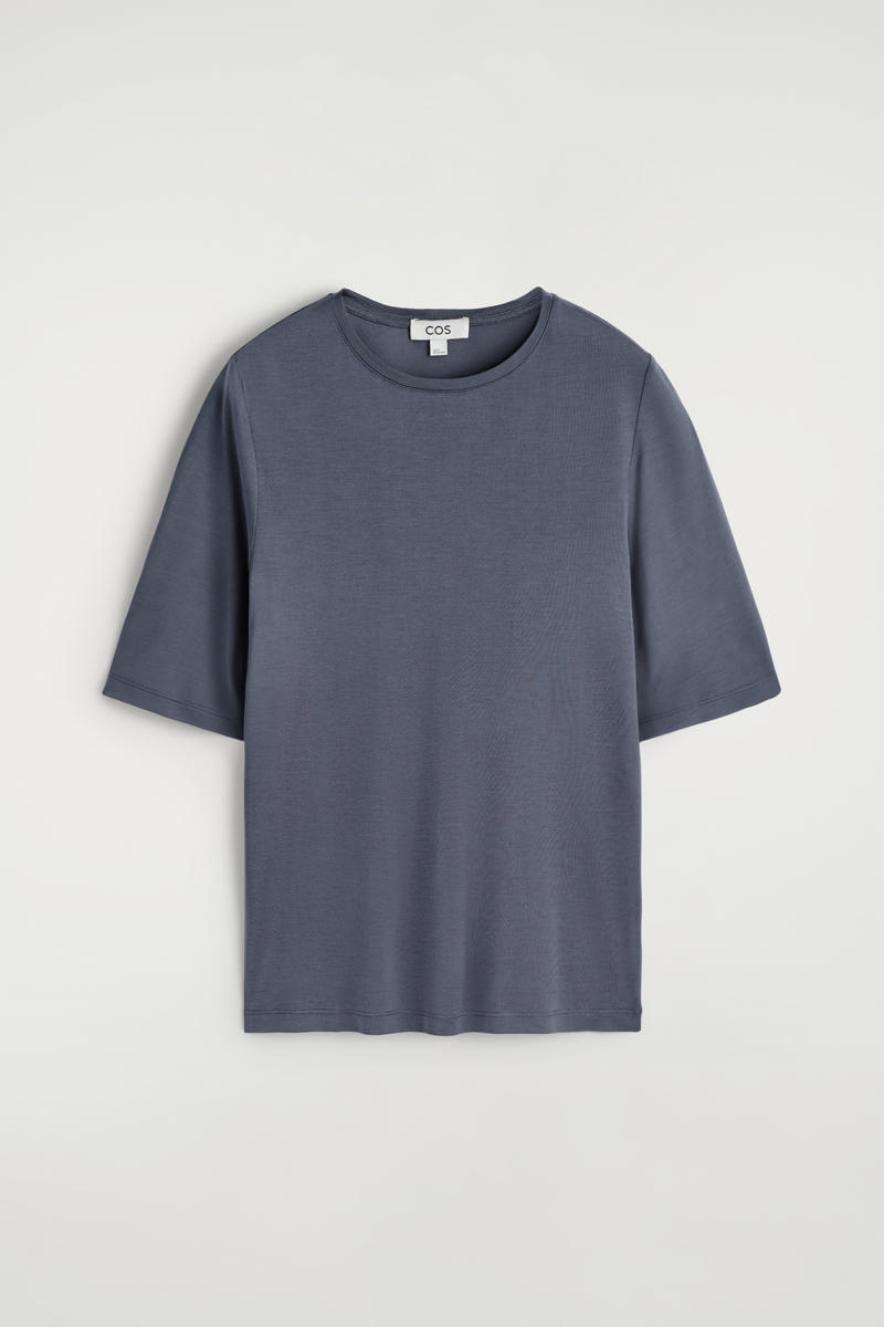 Cos T-shirt In Jersey Di Seta In Blue