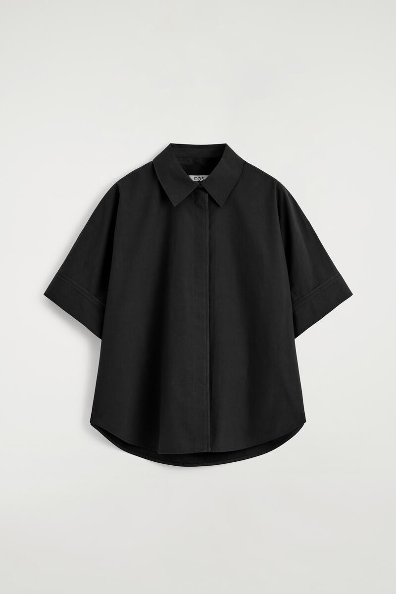 Oversized Short-Sleeved Cotton Shirt