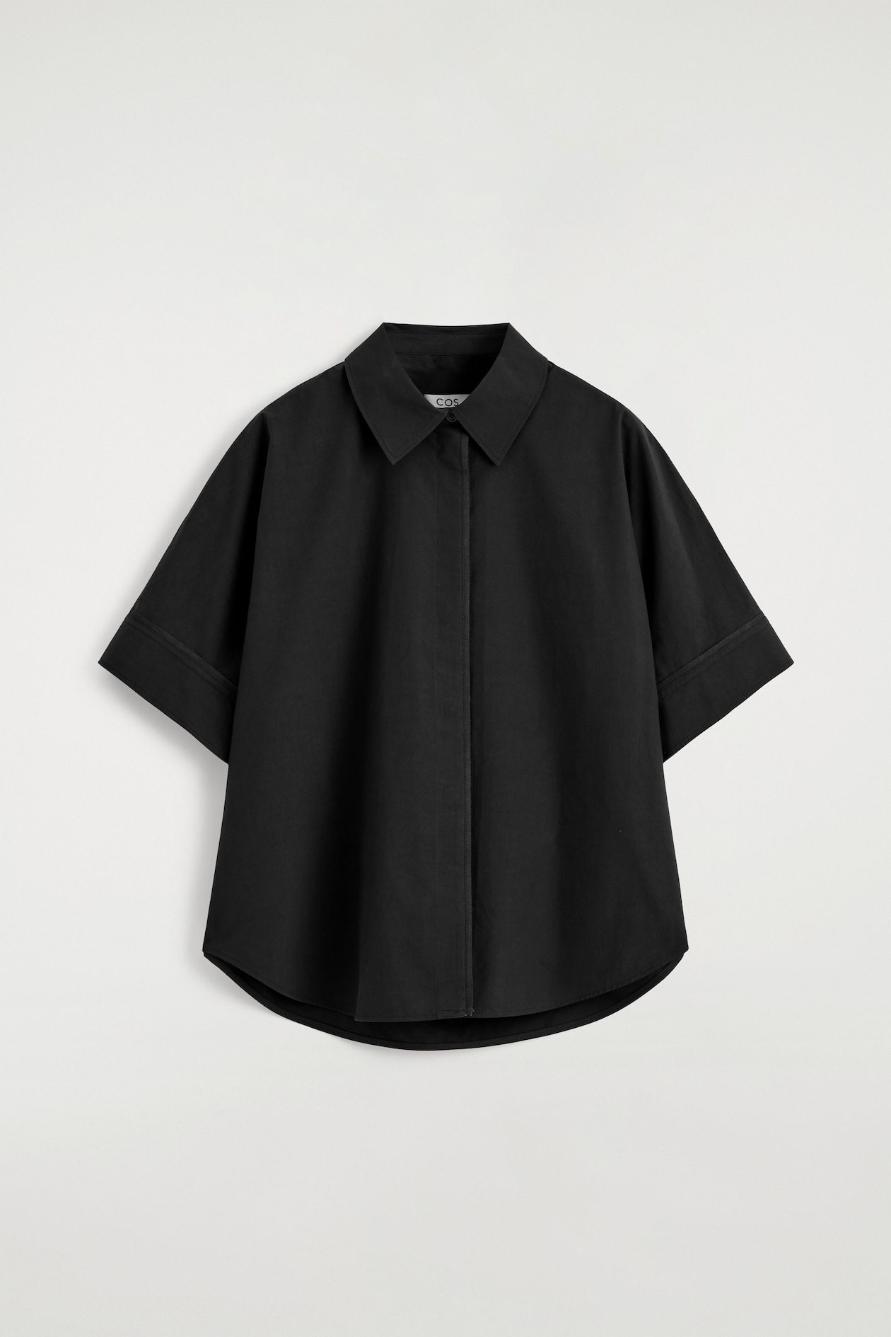 OVERSIZED SHORT-SLEEVED COTTON SHIRT — BLACK