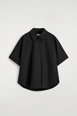 OVERSIZED SHORT-SLEEVED COTTON SHIRT — BLACK 7