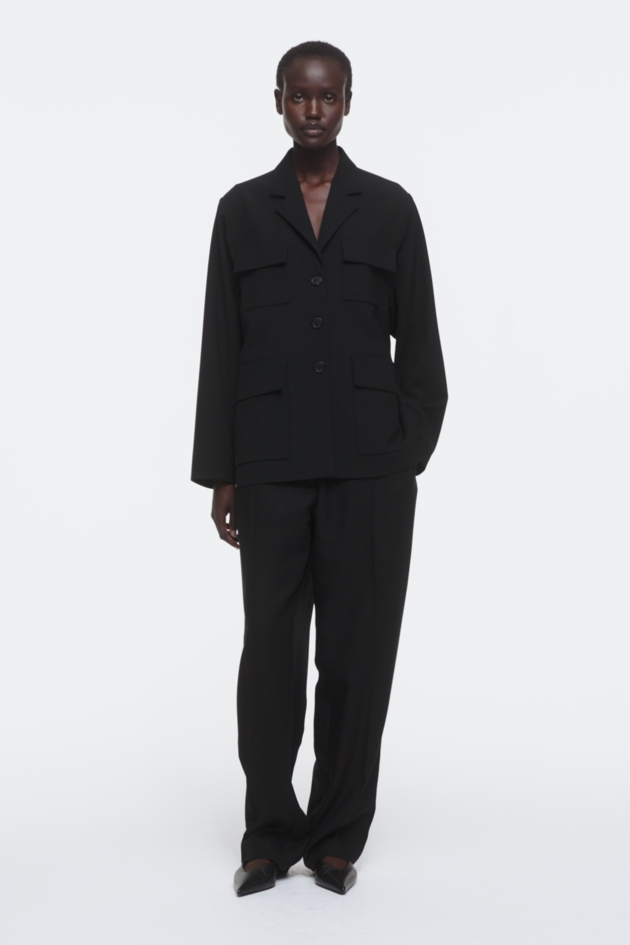 ELASTICATED STRAIGHT-LEG PANTS - BLACK | COS