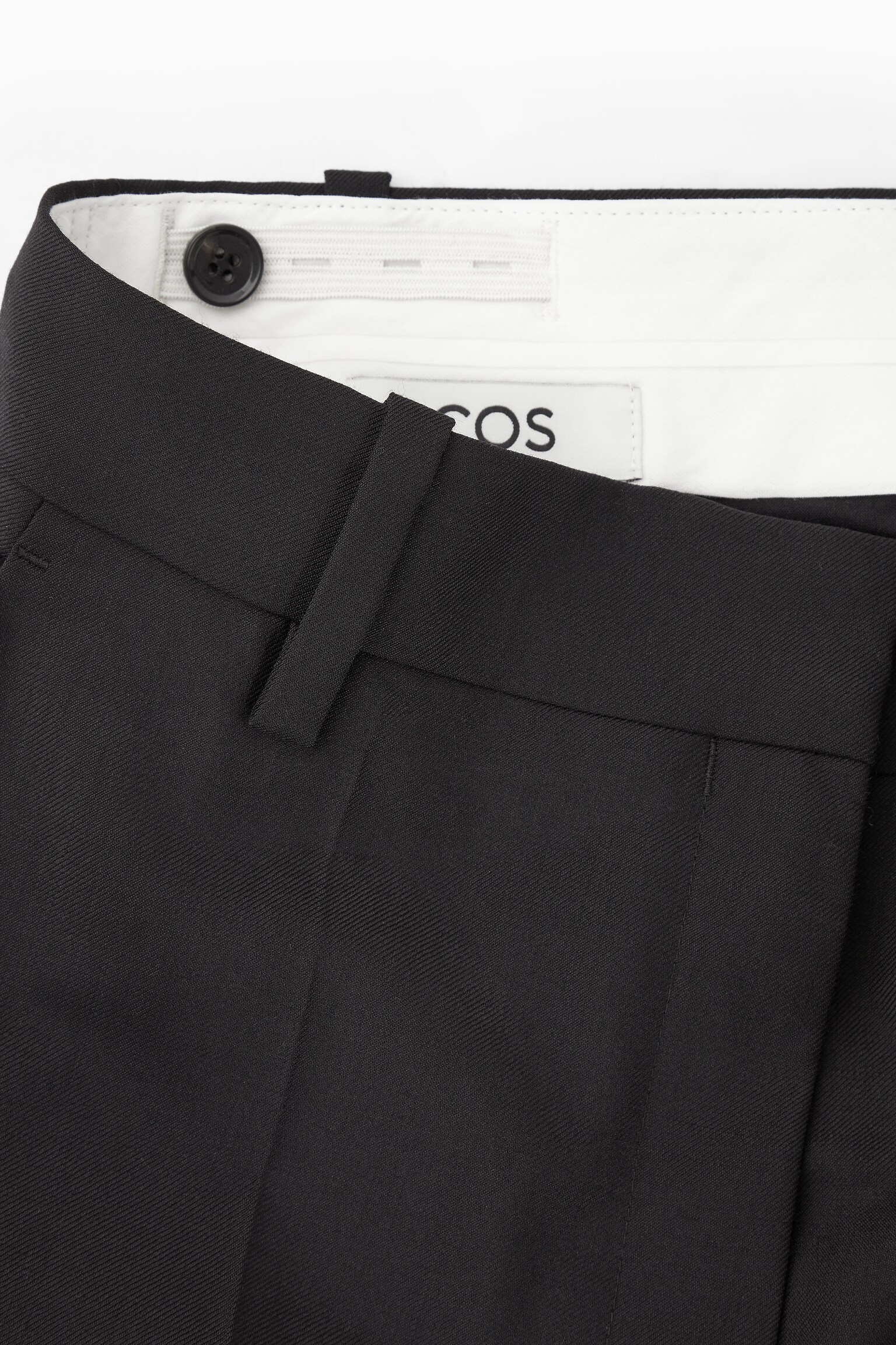 REGULAR TURN-UP WOOL WIDE-LEG TROUSERS - BLACK - 2