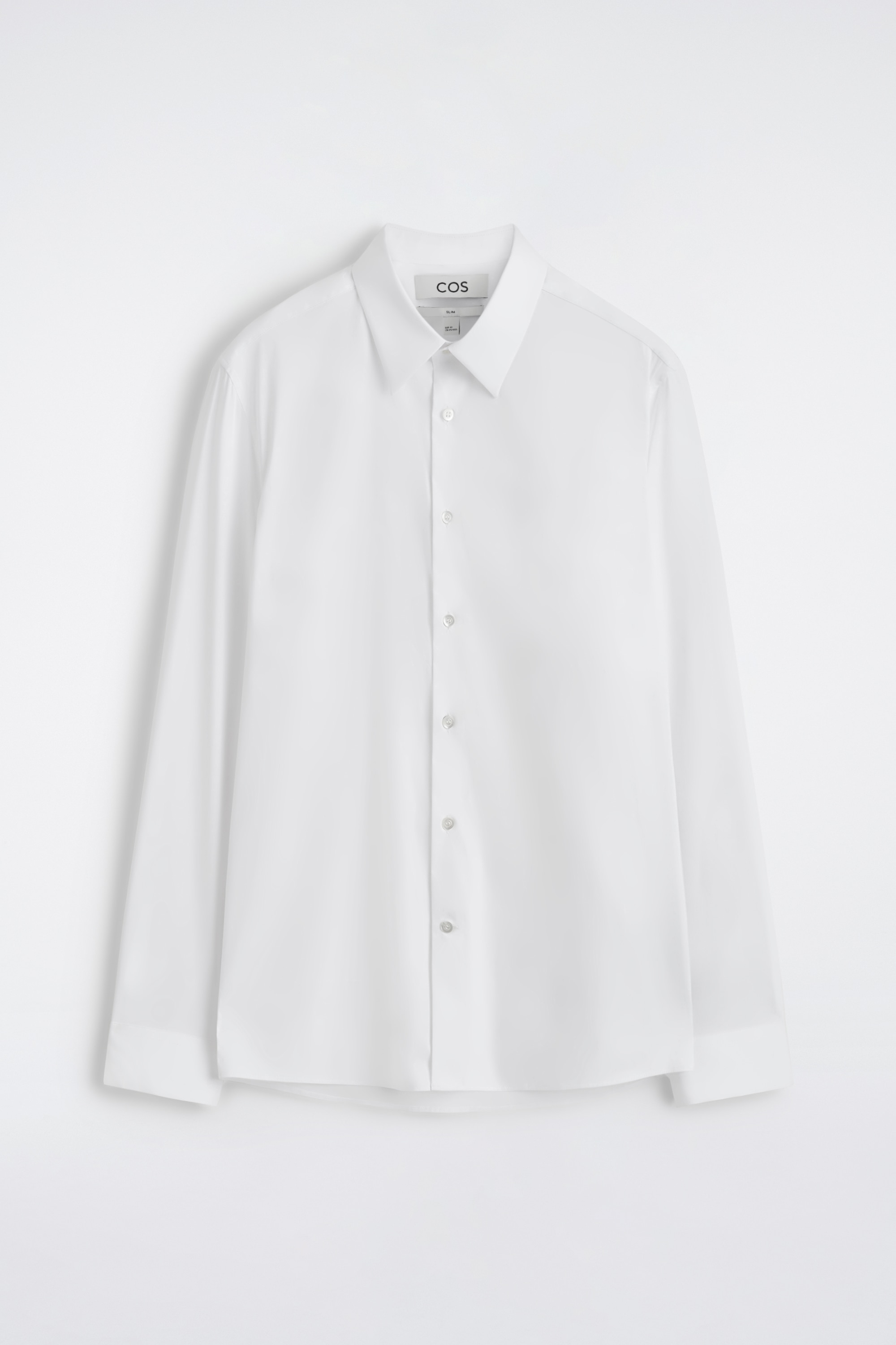 Slank getailleerd overhemd van katoenen poplin - WIT/Marineblauw / fijngestreept