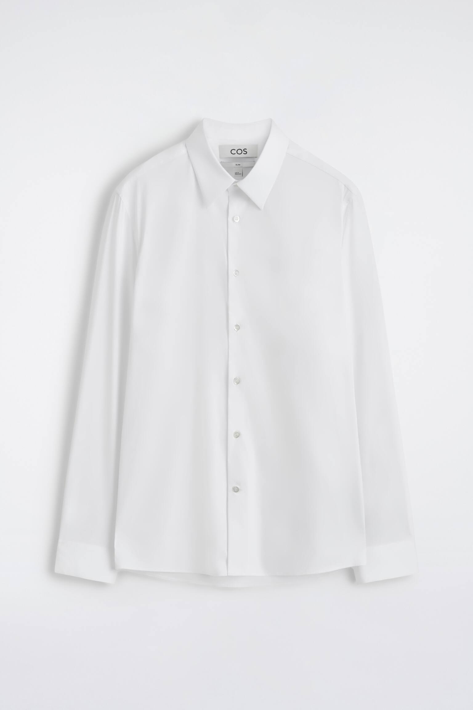 SKRÄDDAD SKJORTA I BOMULLSPOPLIN - VIT/MARINBLÅ/KRITSTRECKSRANDIG - 2