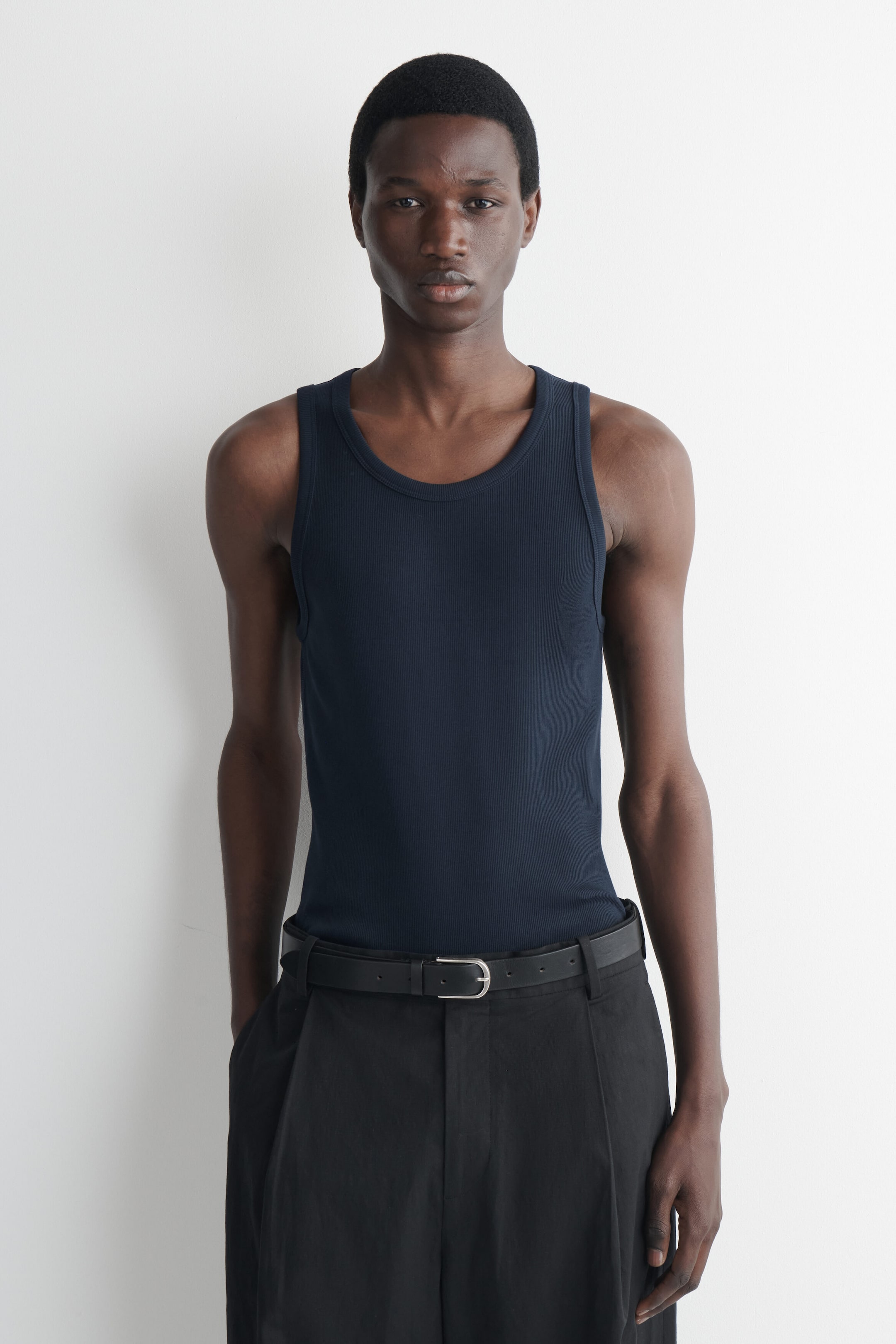 Débardeur slim en coton côtelé