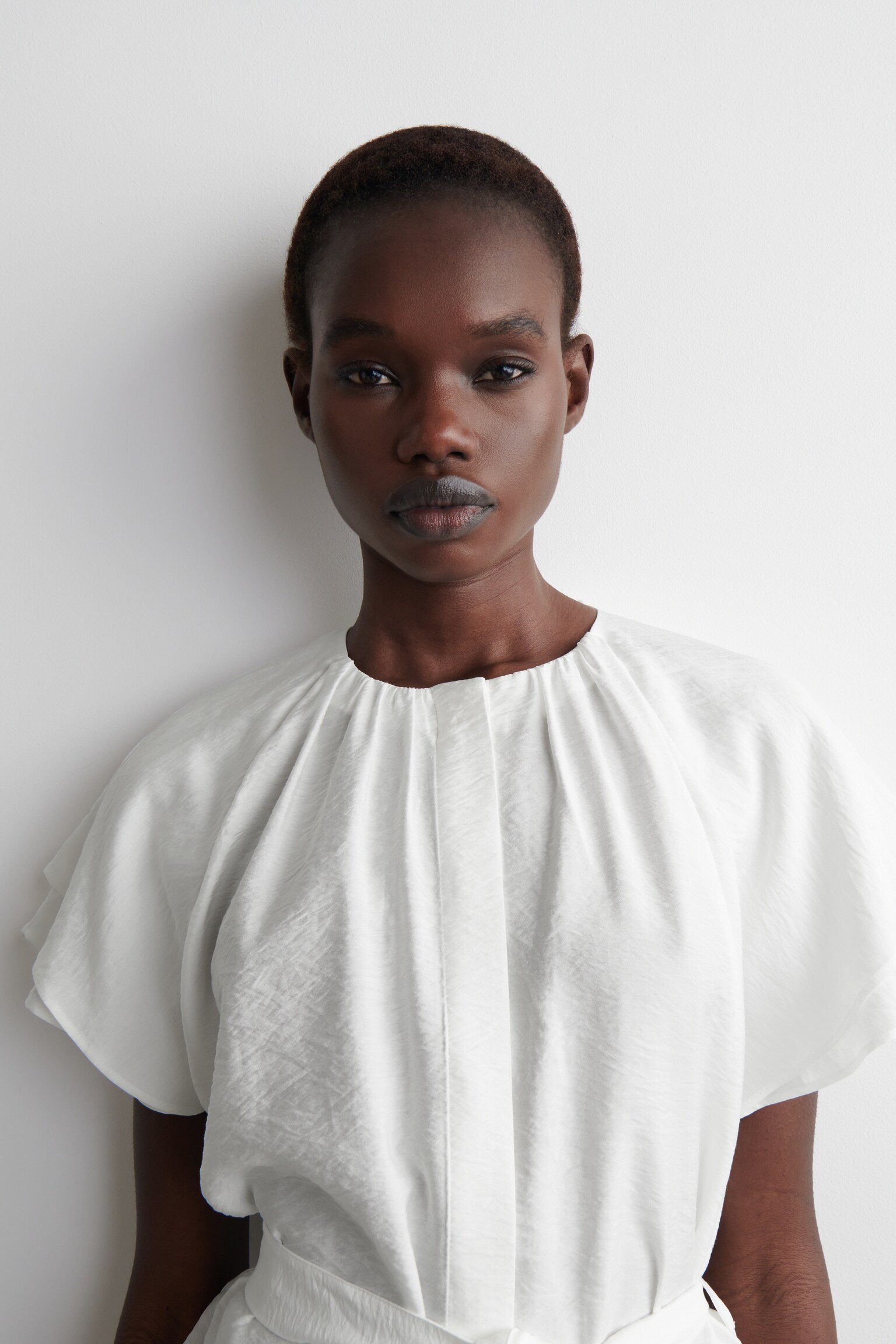 BLUSA A STRATI CON CINTURA - BIANCO/AZZURRO - 5