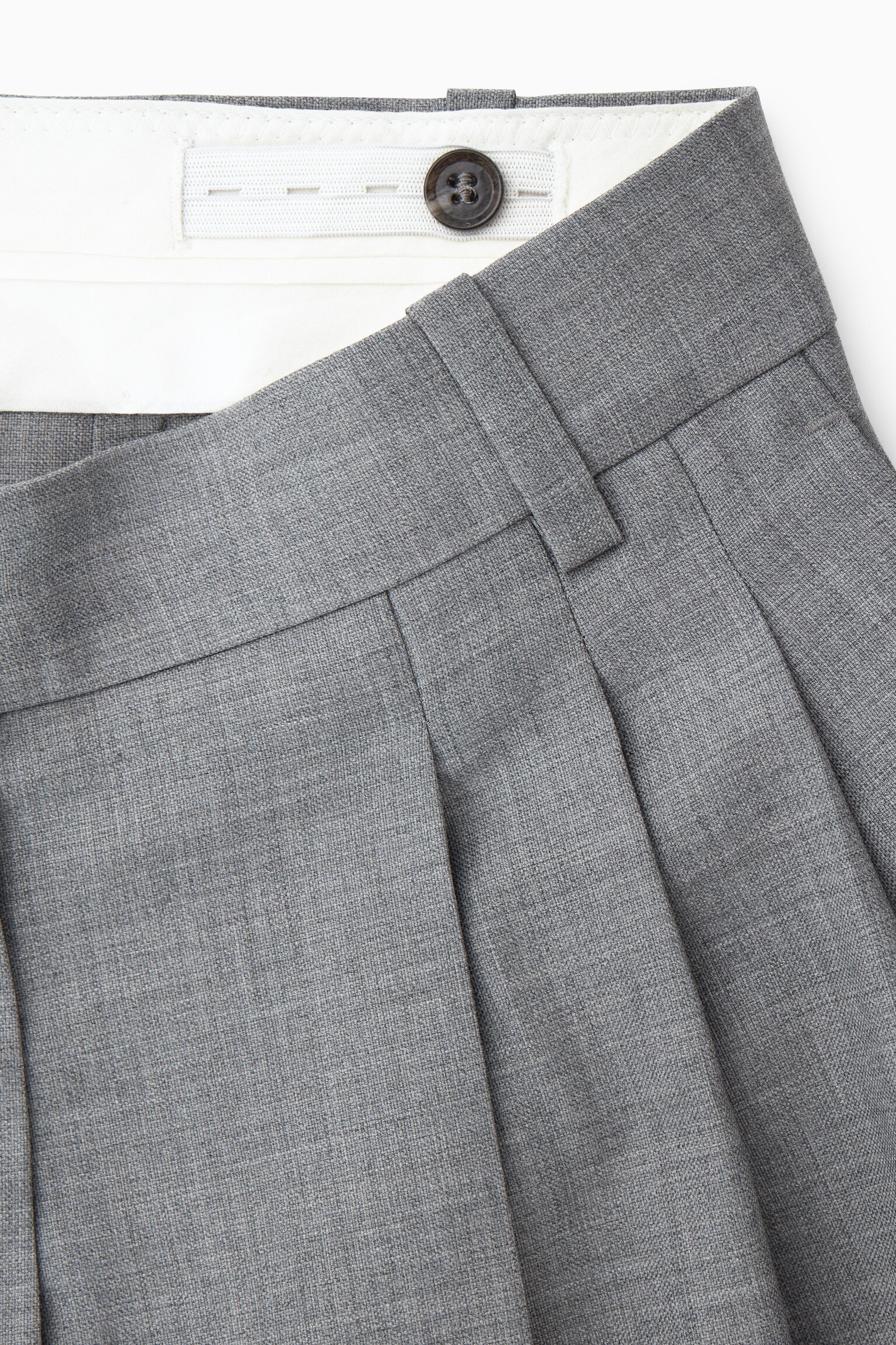 REGULAR WOOL BARREL-LEG TROUSERS - GREY MÉLANGE - 2