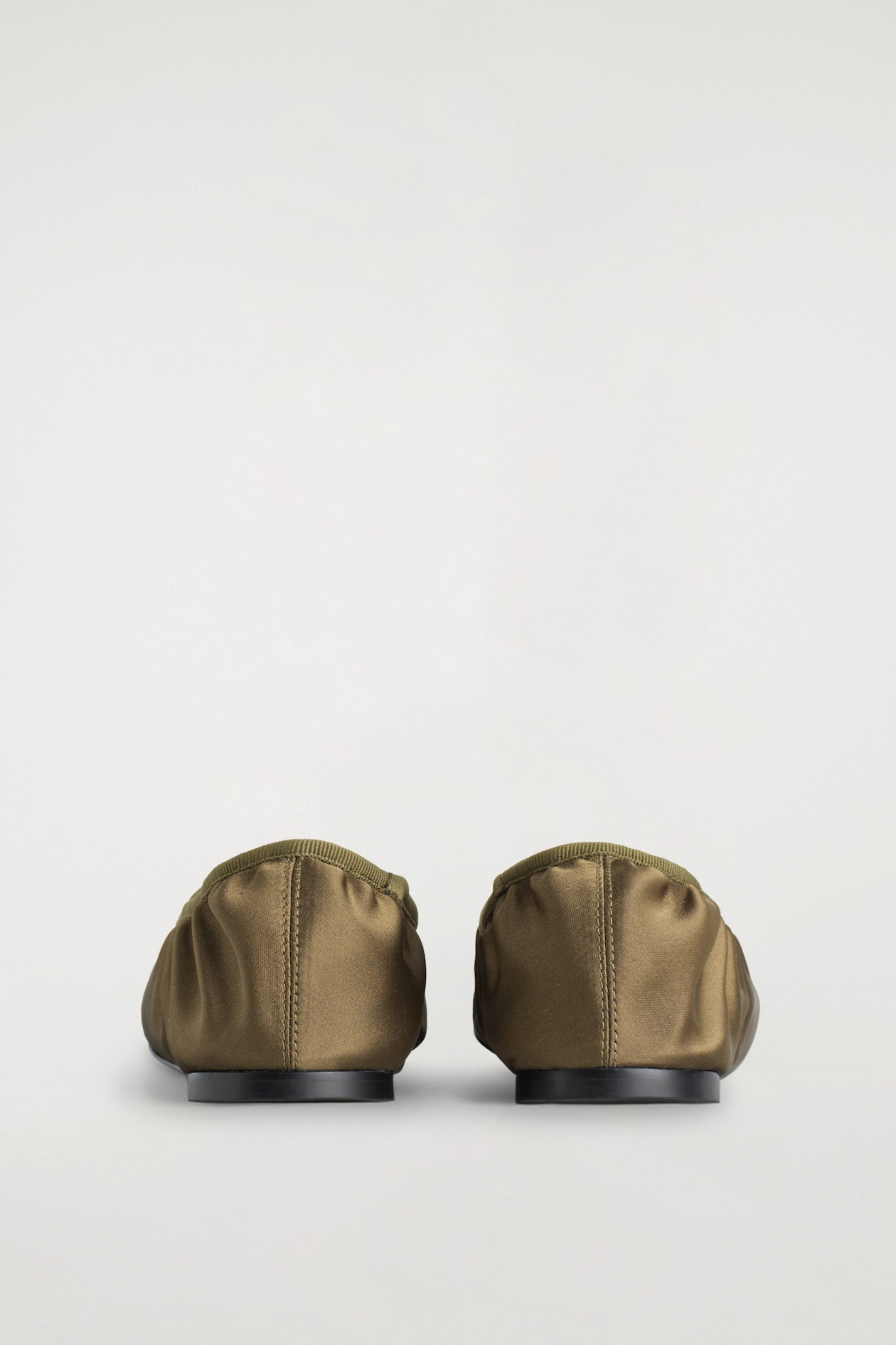 SATIN BALLET FLATS — KHAKI