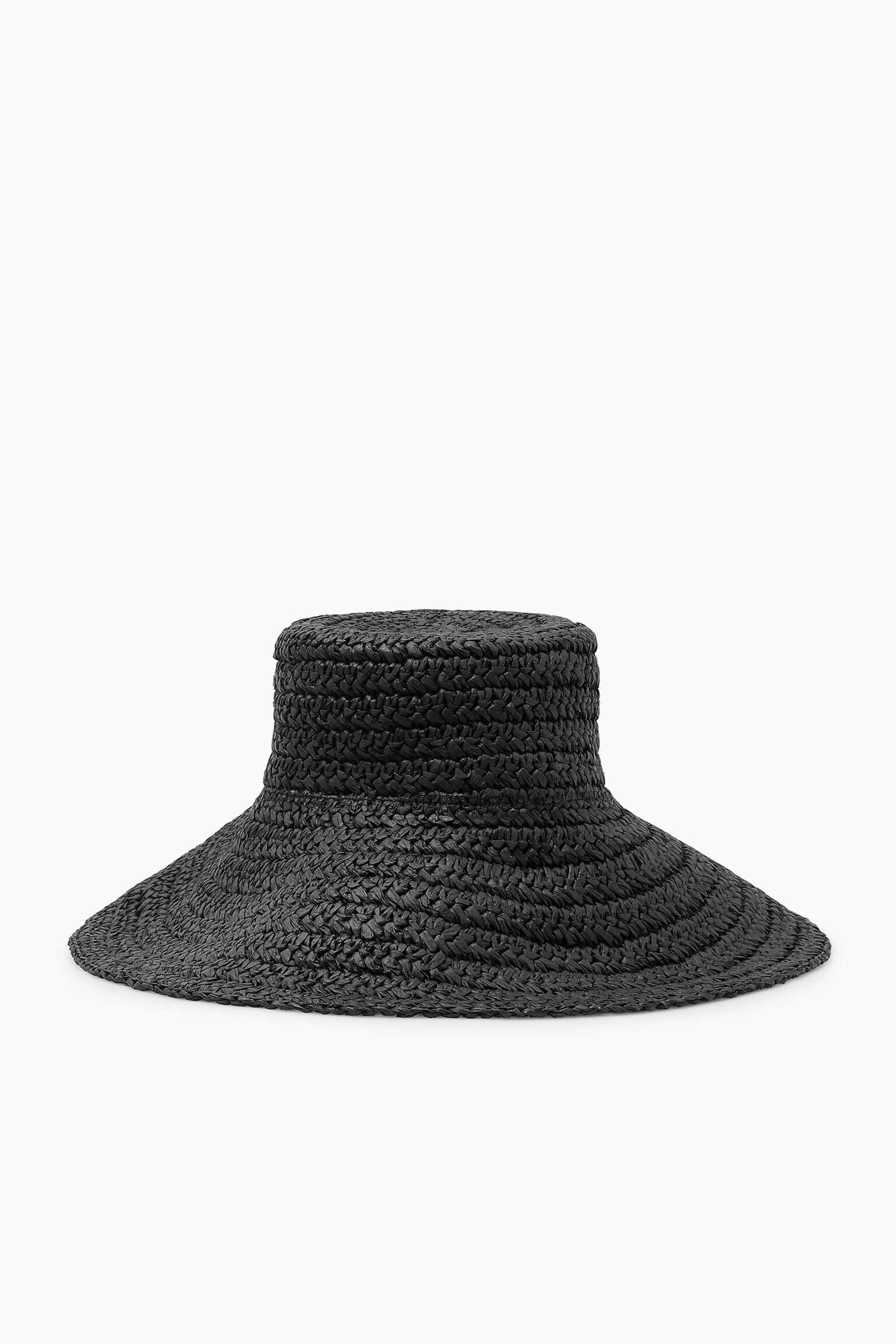 WOVEN STRAW HAT - BLACK/BEIGE