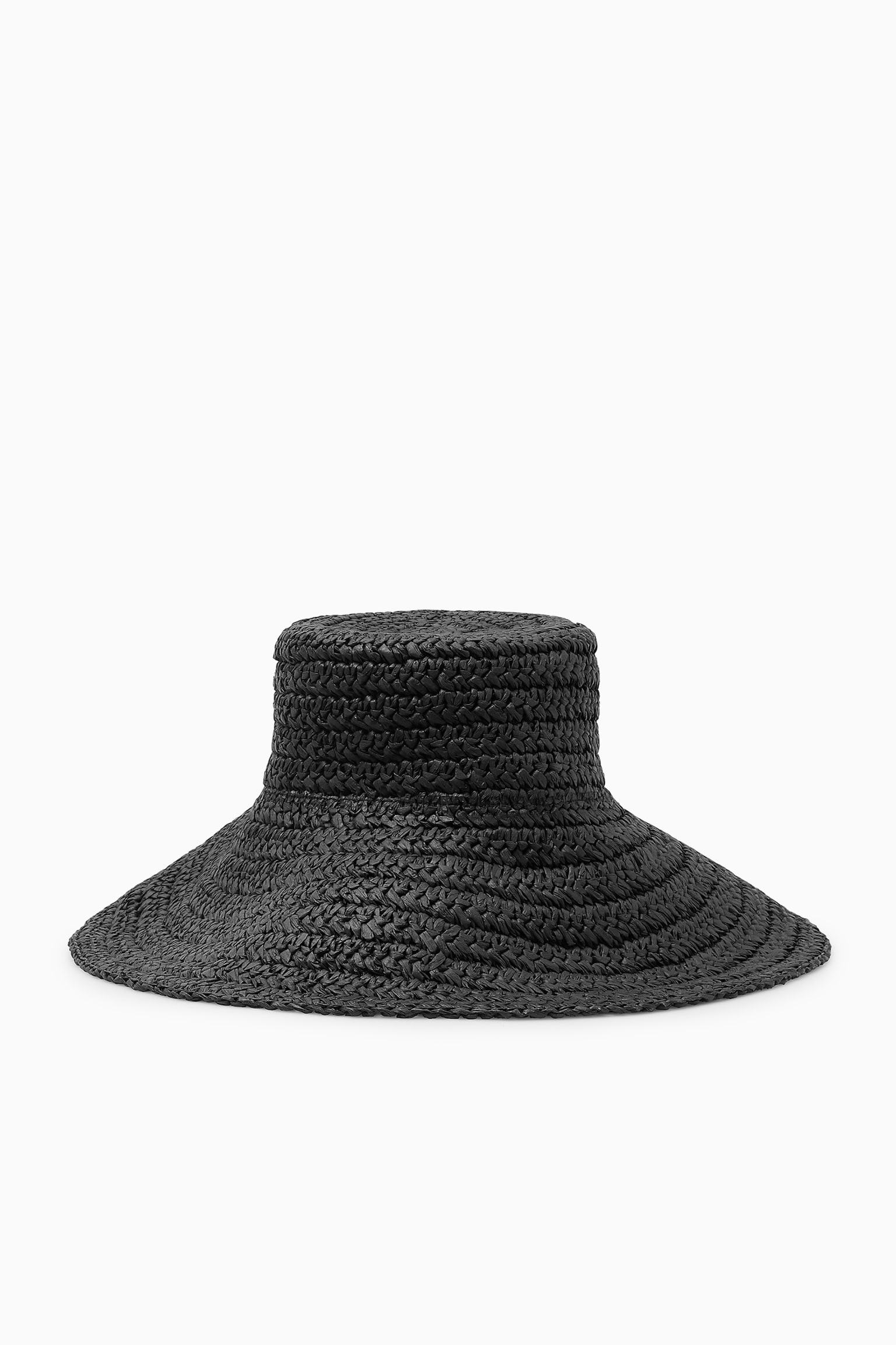 WOVEN STRAW HAT - BLACK/BEIGE