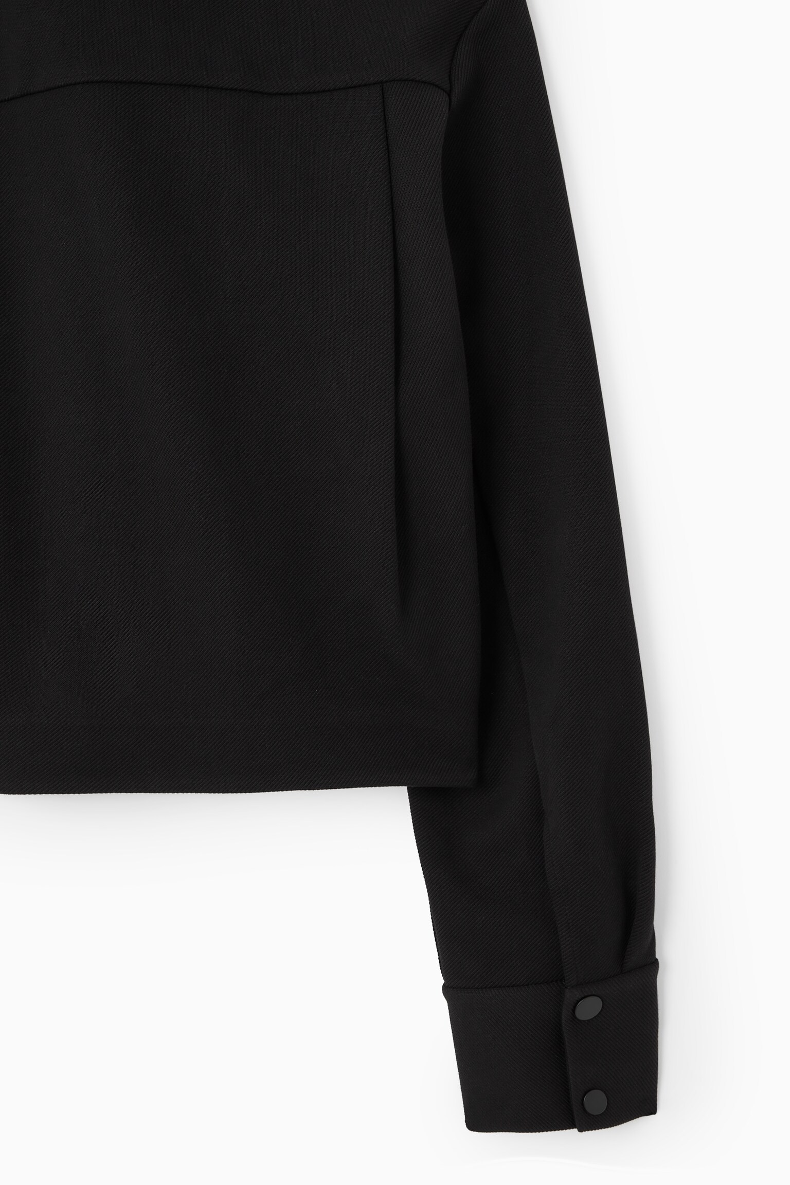 CROPPED TWILL ZIP-UP JACKET - BLACK - 2