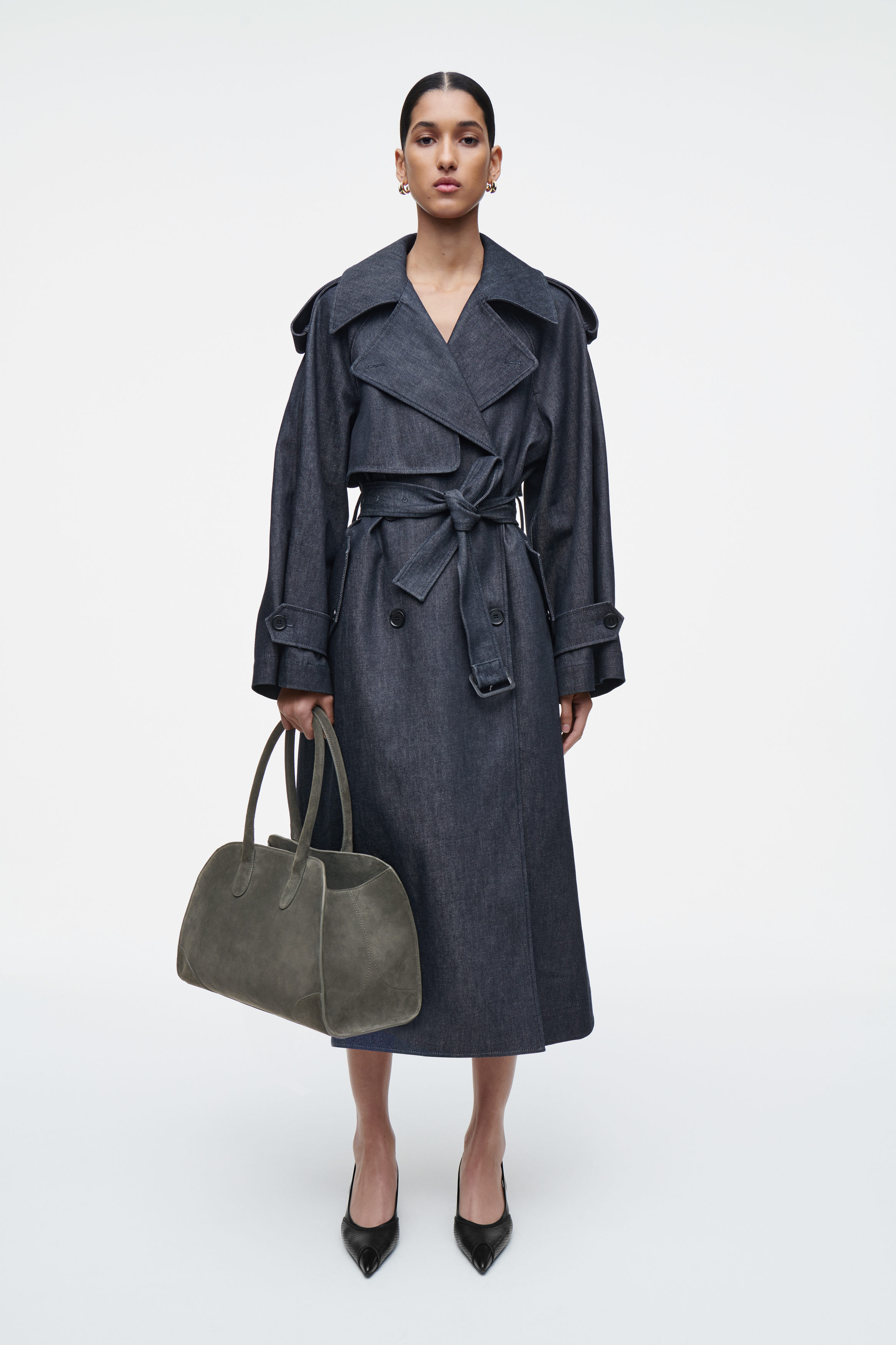 SMALL STUDIO BOWLING BAG - LEATHER - GRAY | COS