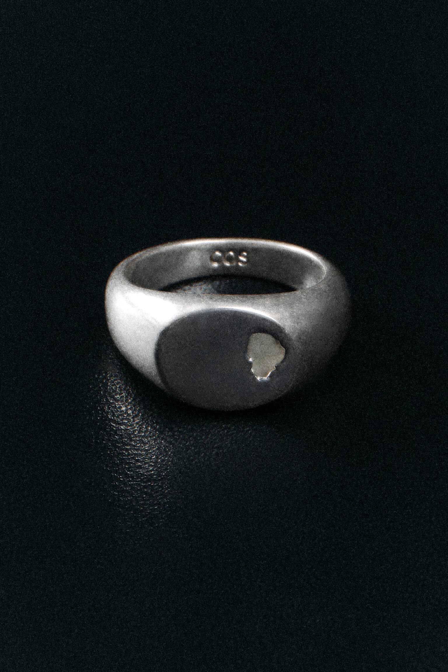 INDENTED SIGNET RING - כסף - 3