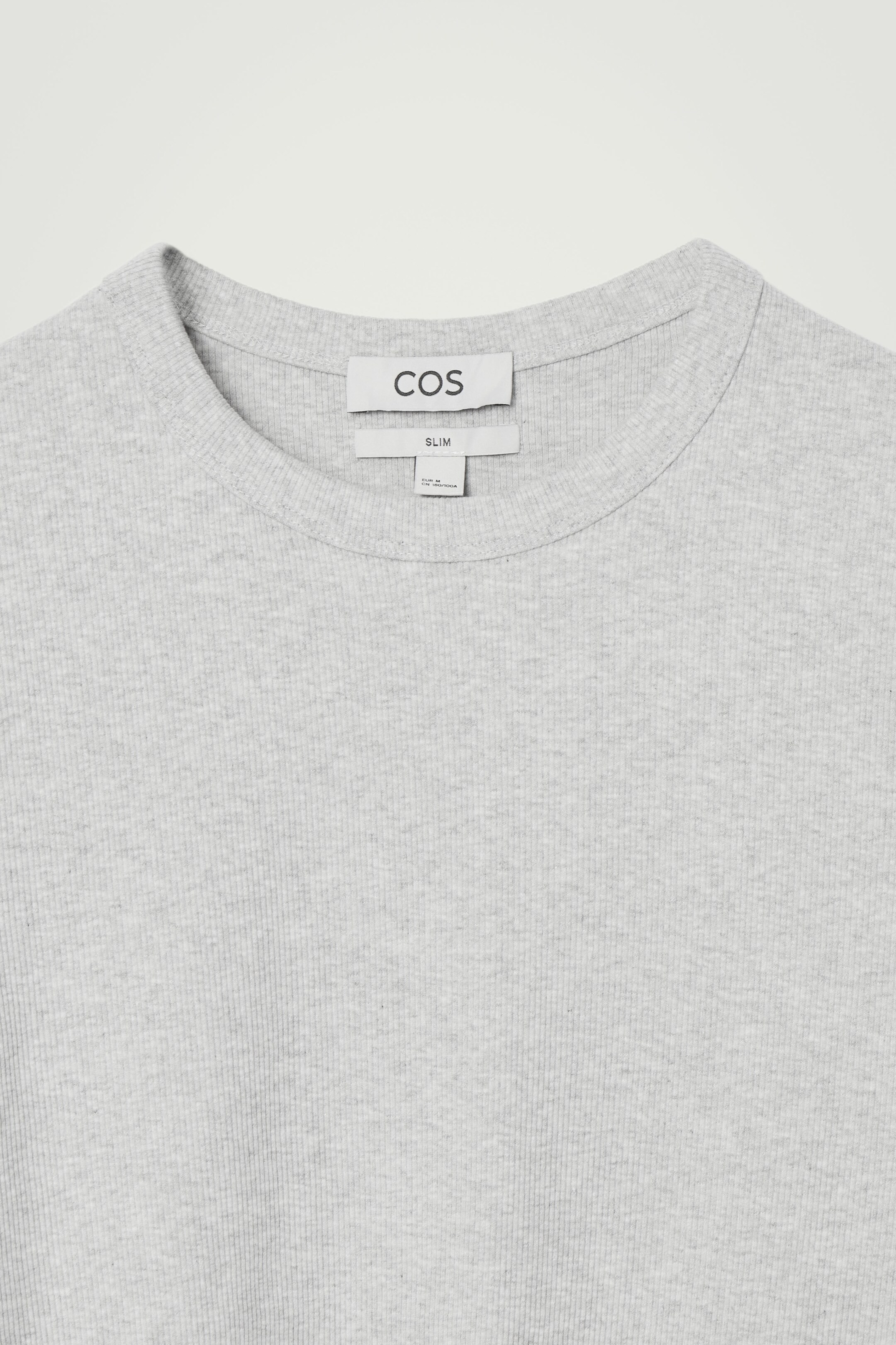 Ingrandisci l'immagine: SLIM RIBBED COTTON T-SHIRT - LIGHT GREY - UOMO | H&M CH 8