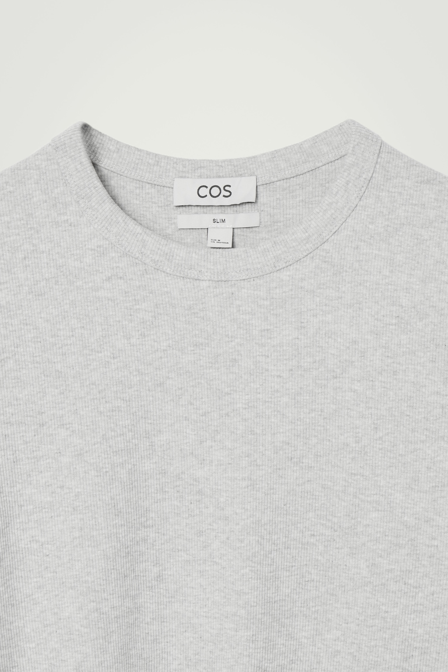 SLIM RIBBED COTTON T-SHIRT - LIGHT GREY/NAVY/WHITE/KHAKI/BLACK - 5