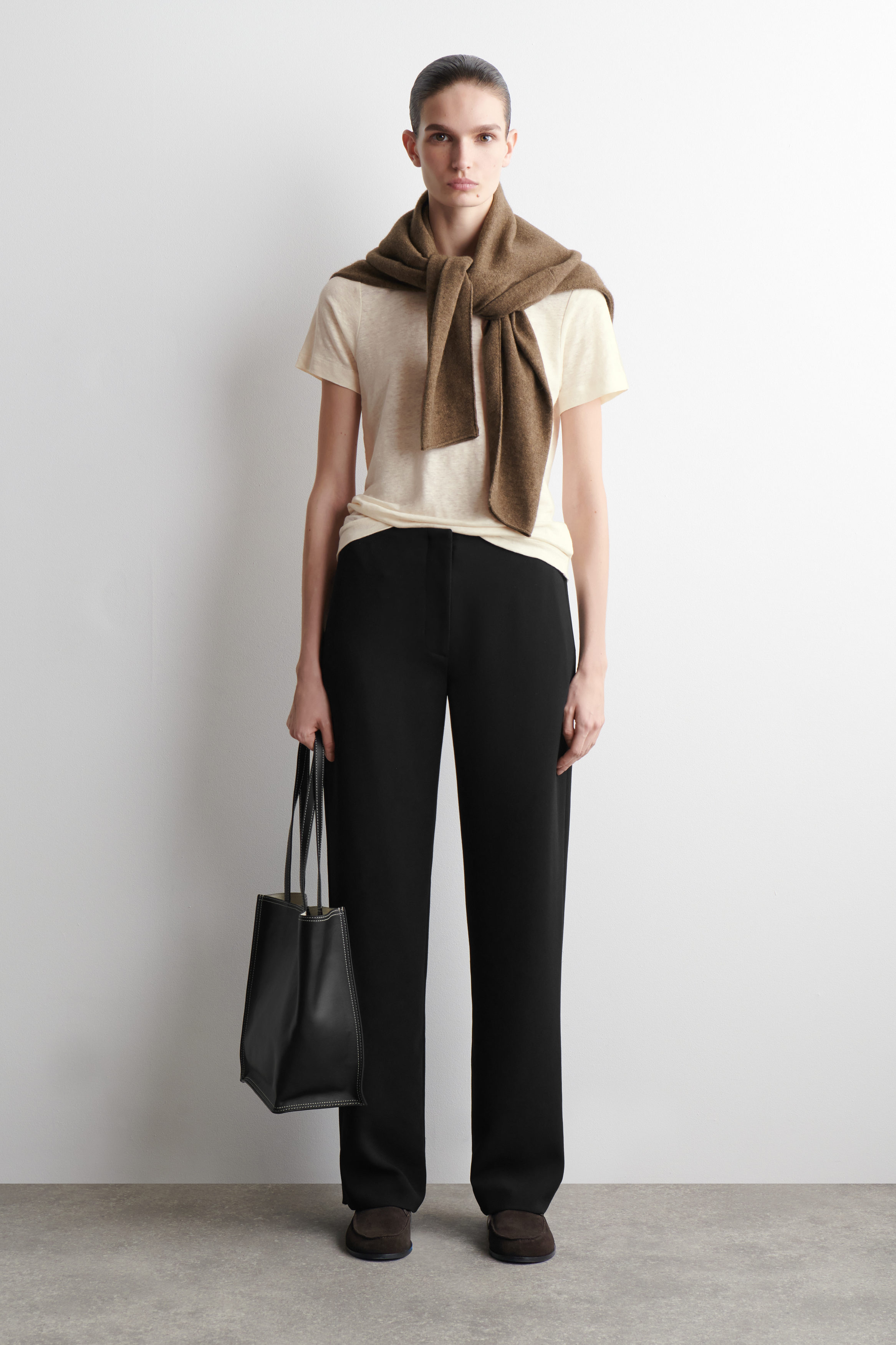 CREW-NECK LINEN T-SHIRT - ECRU | COS US